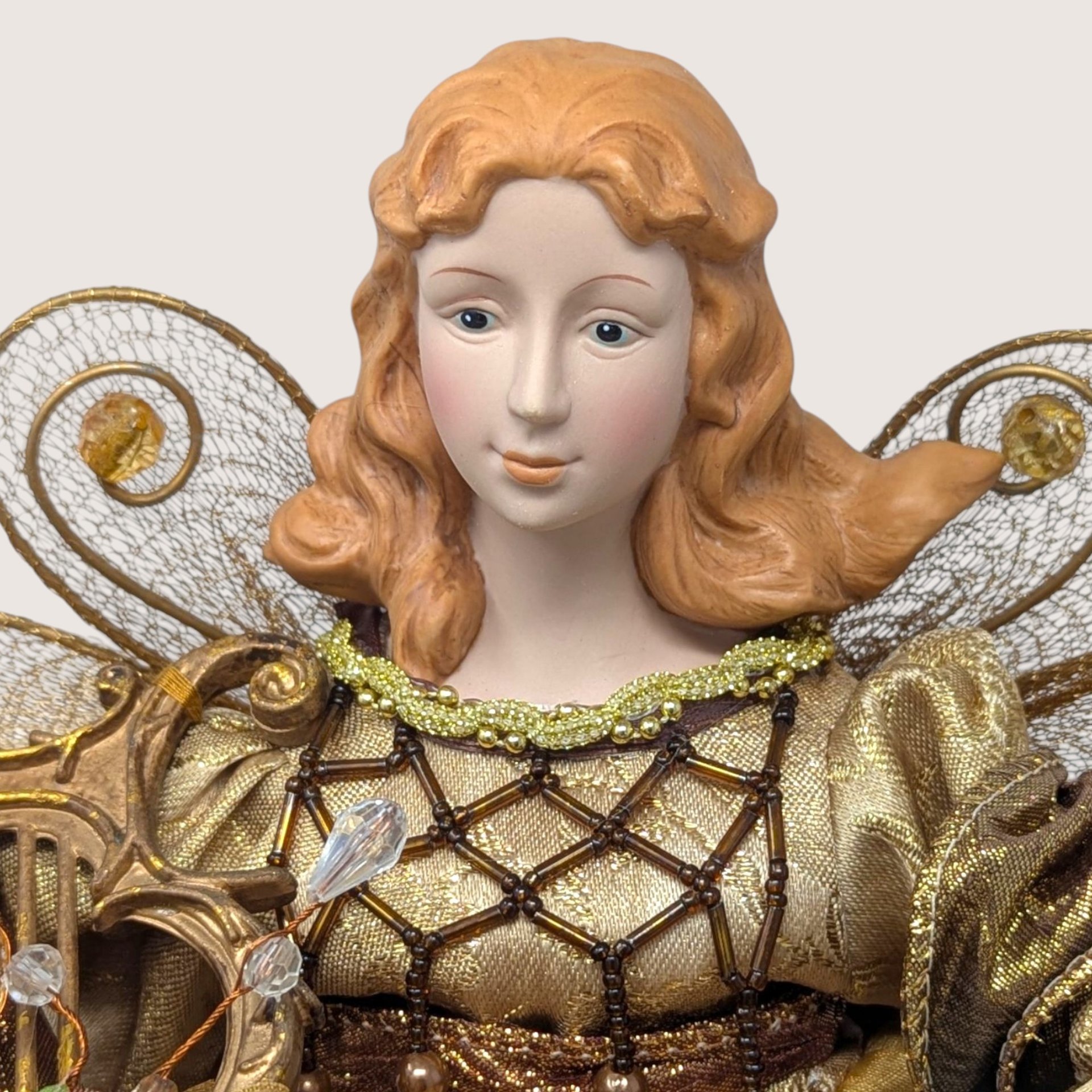 1990s JCPenney Gold Standing Angel Christmas Tree Topper In Box