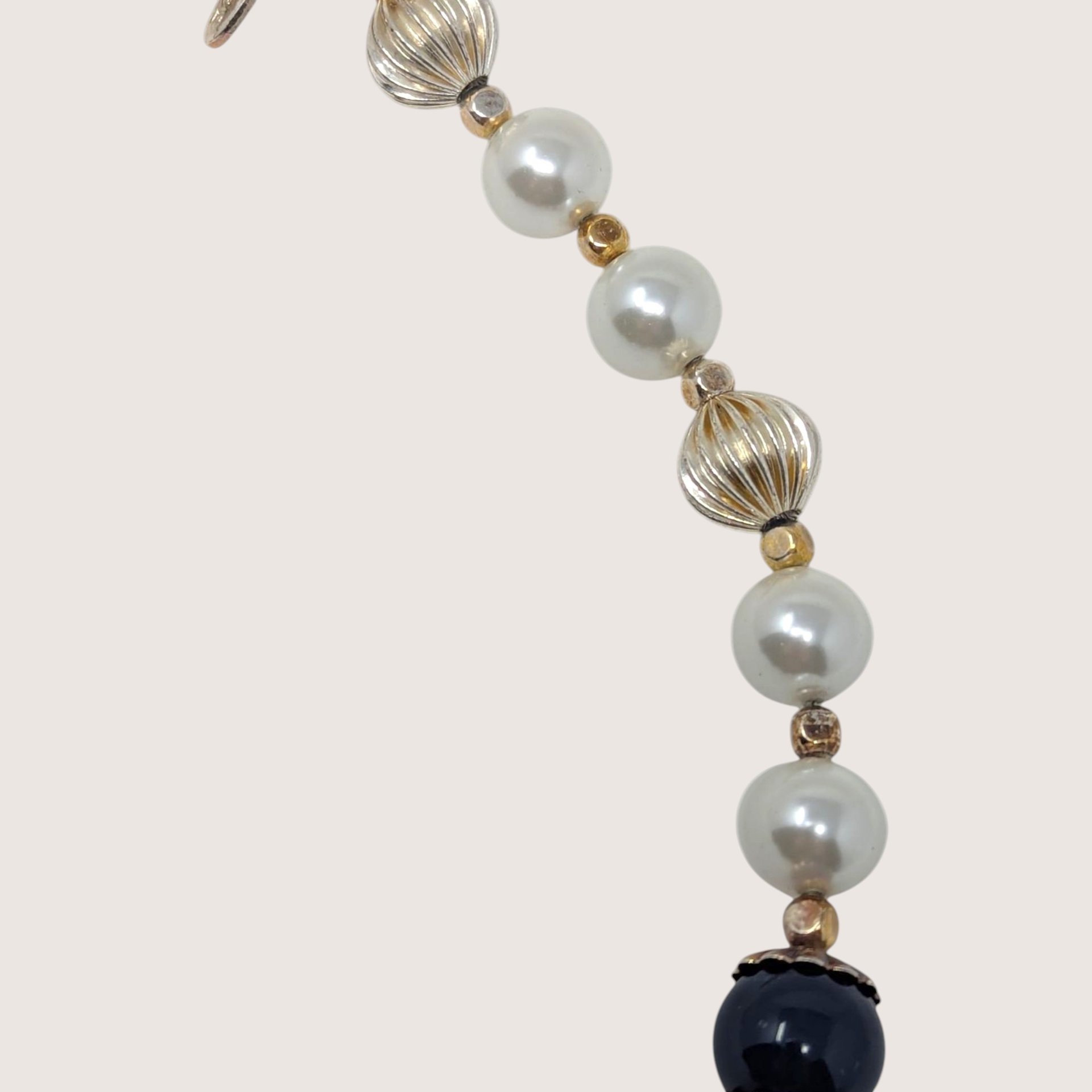 Vintage George Blue White and Gold Glass Bead Necklace