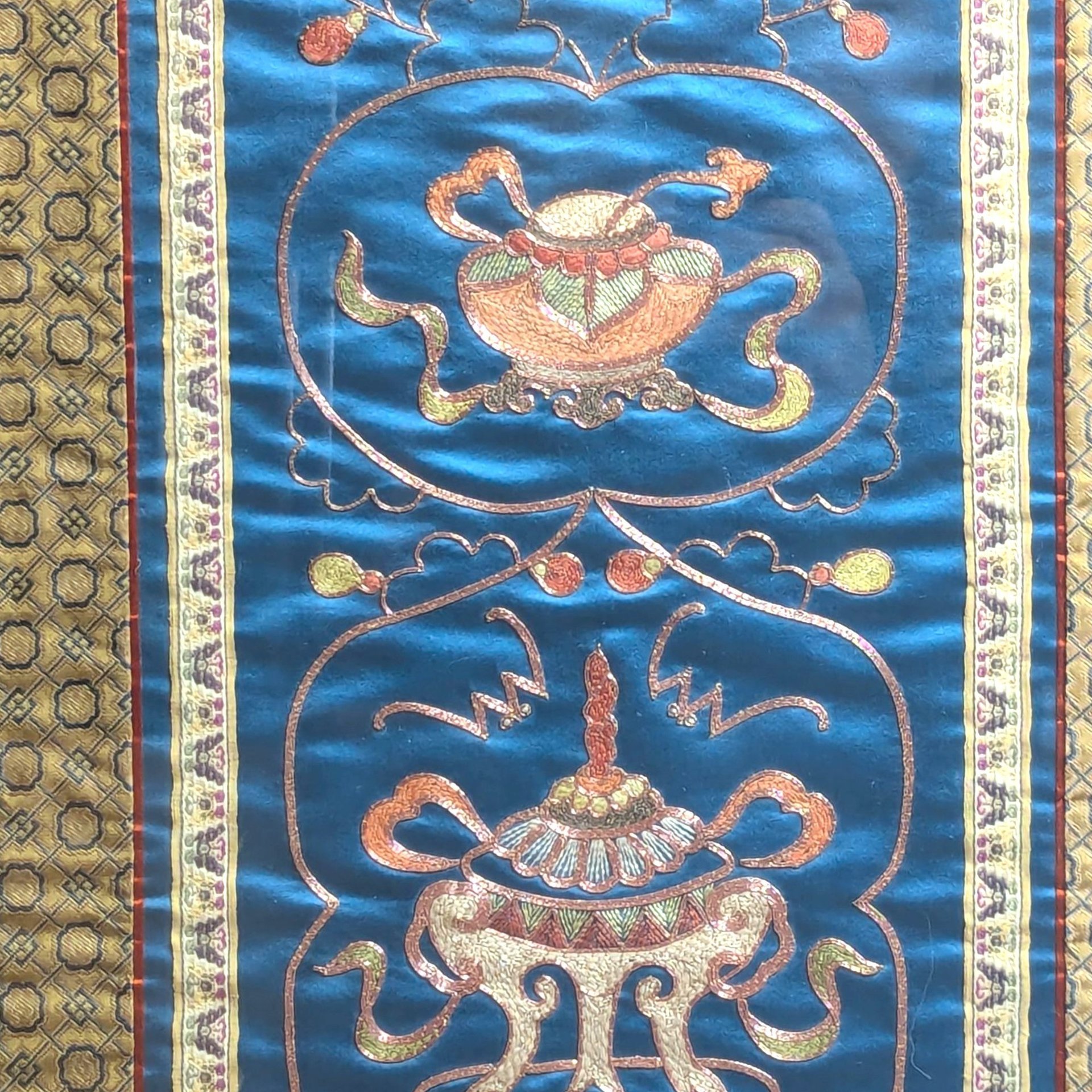 Vintage Chinese Embroidered Silk Panel Framed Wall Art