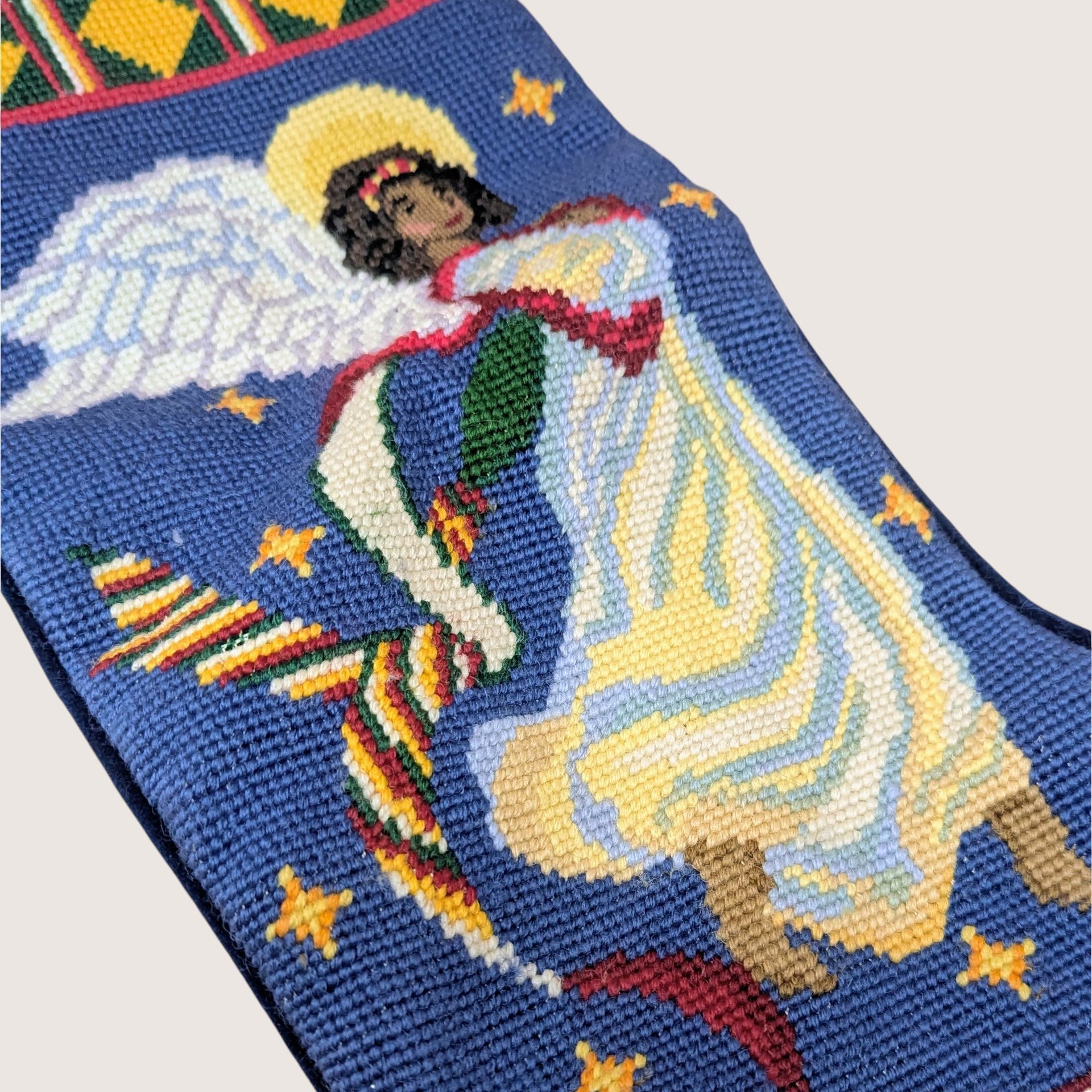 1990s Handmade Peace on Earth Stocking