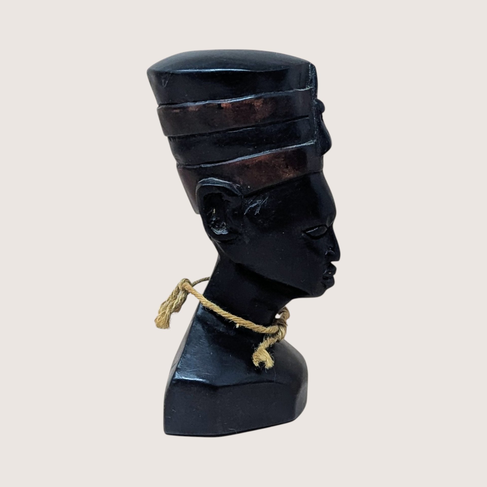 1970s Hand Carved Wood Queen Nefertiti Bust