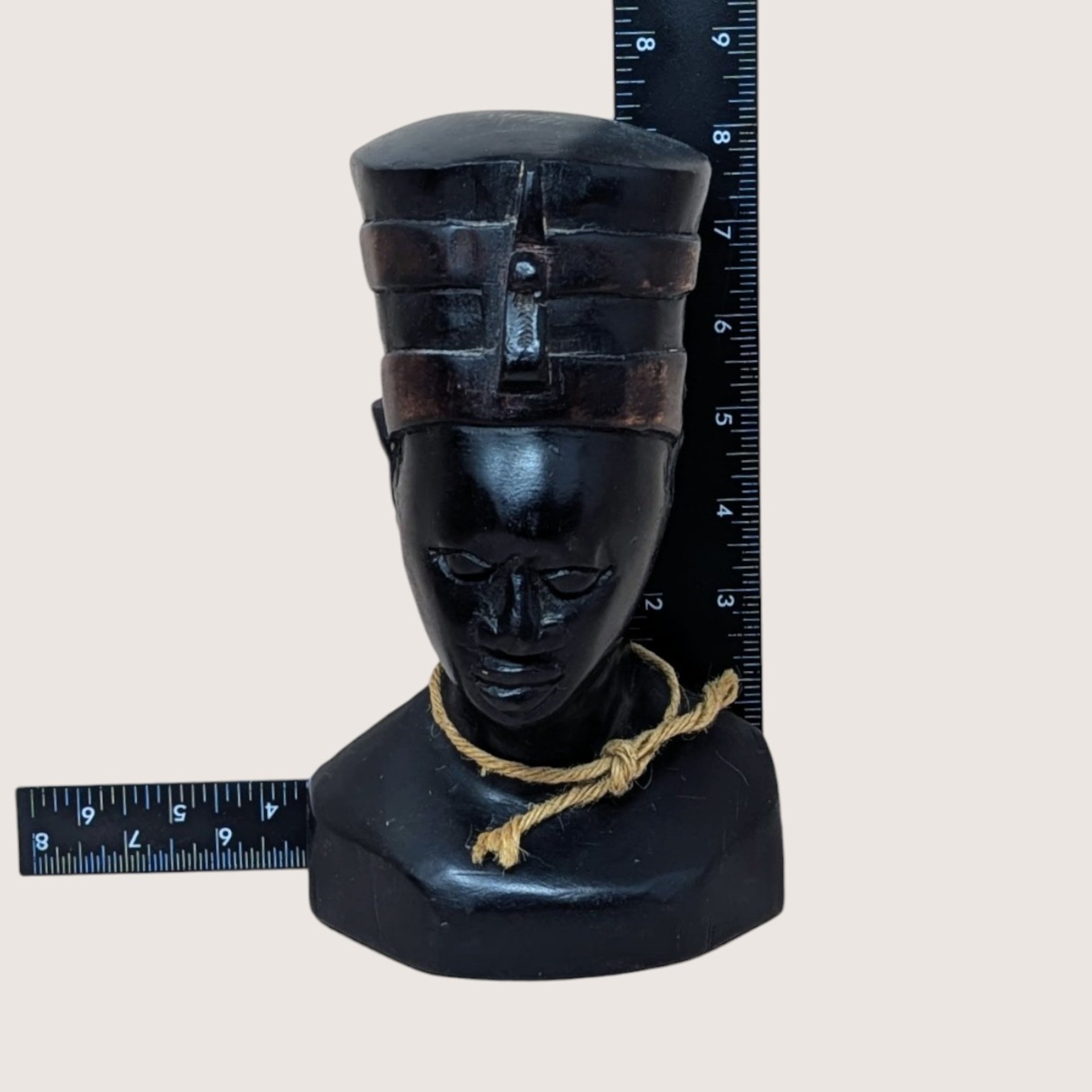 1970s Hand Carved Wood Queen Nefertiti Bust