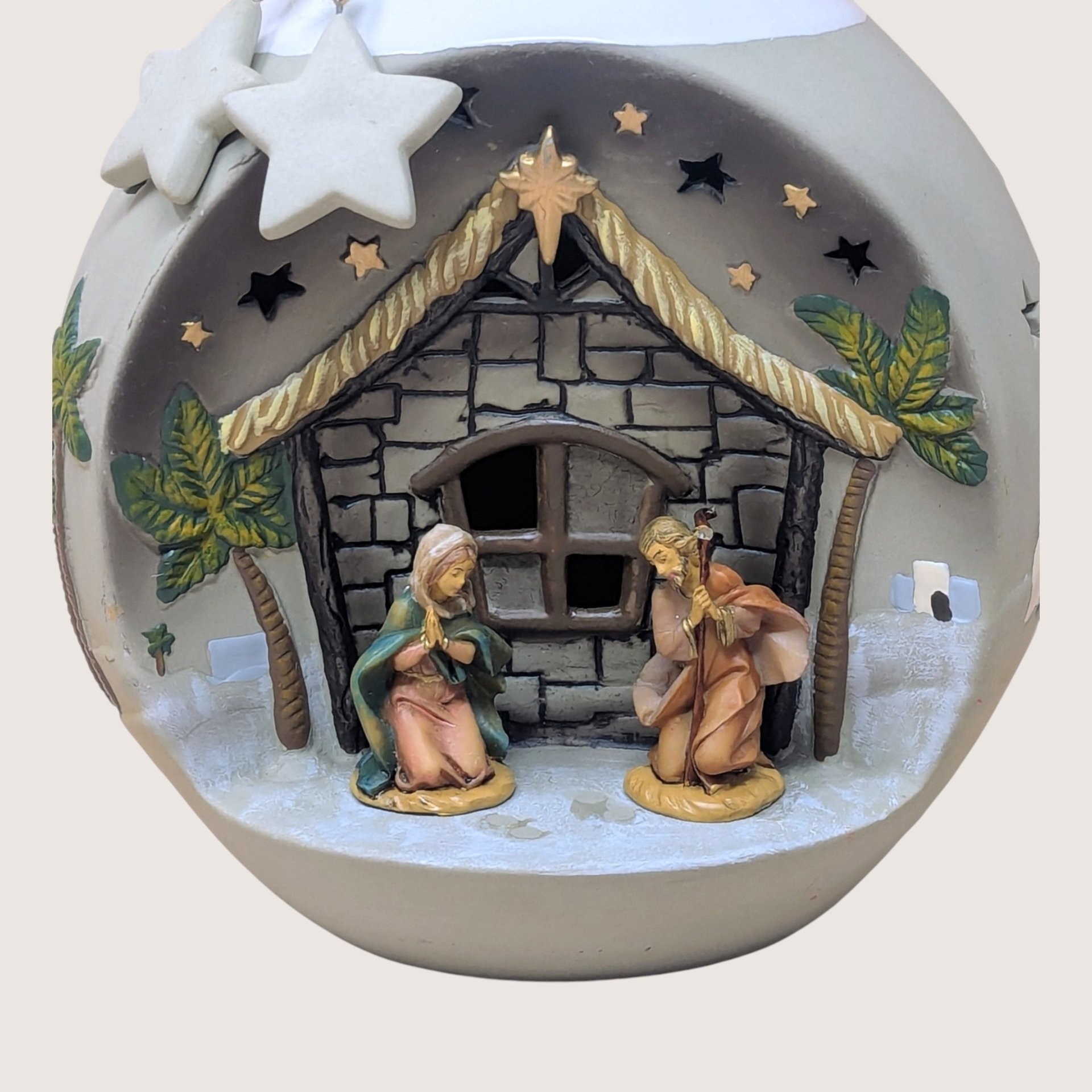 1990s Roman Inc Ceramic Light Up Nativity Vase