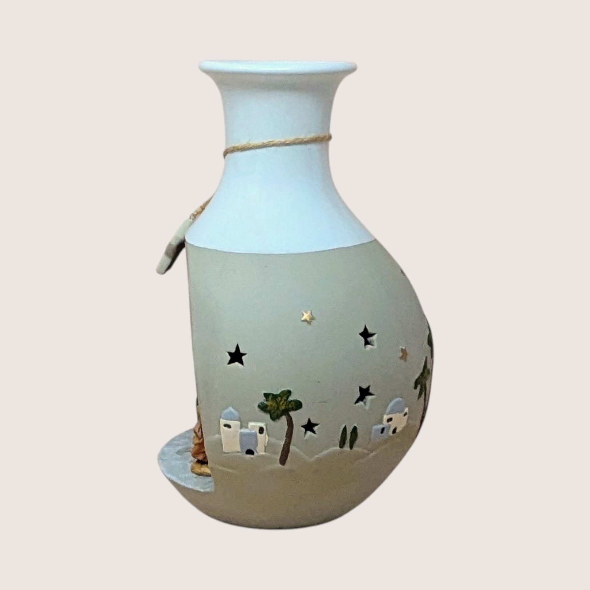 1990s Roman Inc Ceramic Light Up Nativity Vase