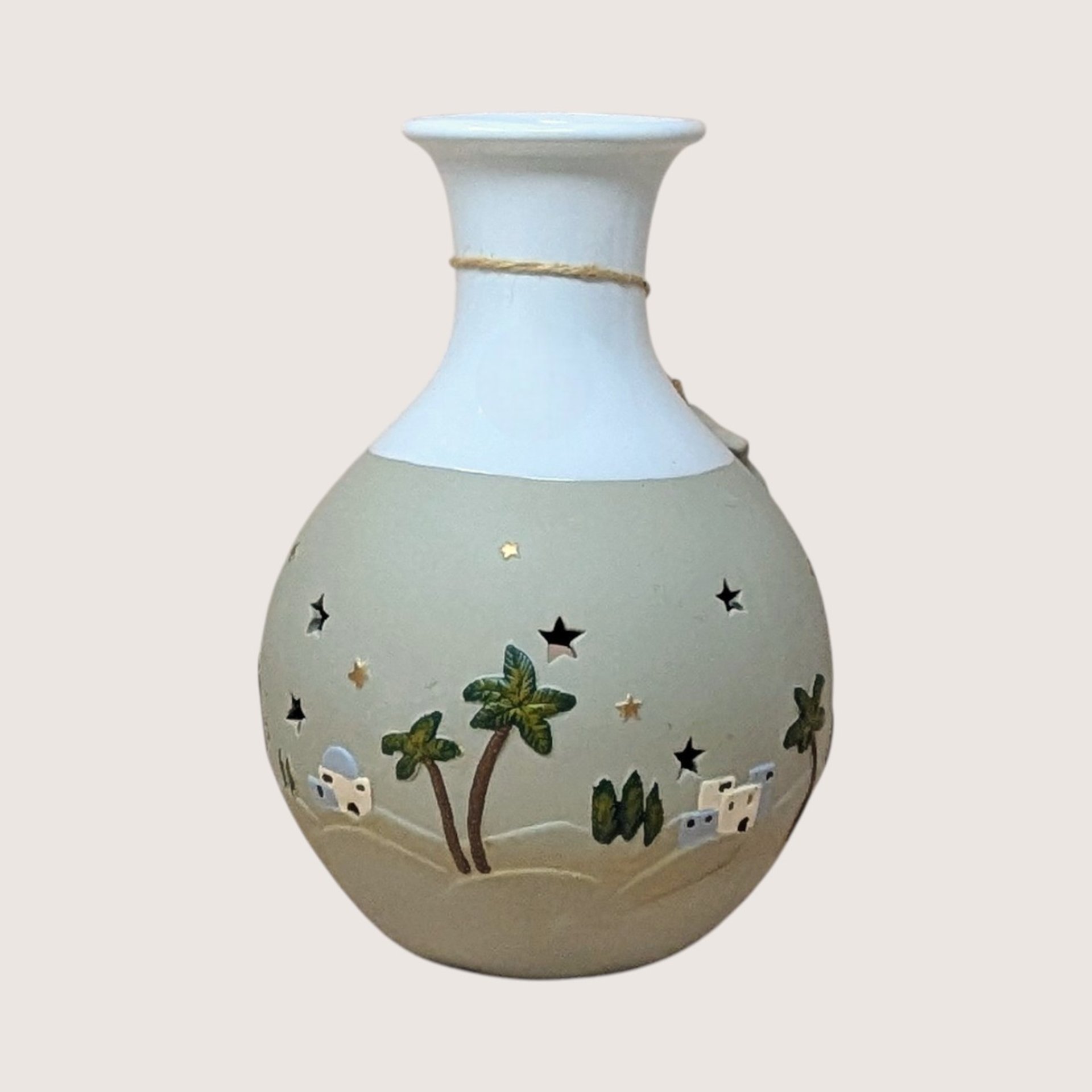 1990s Roman Inc Ceramic Light Up Nativity Vase