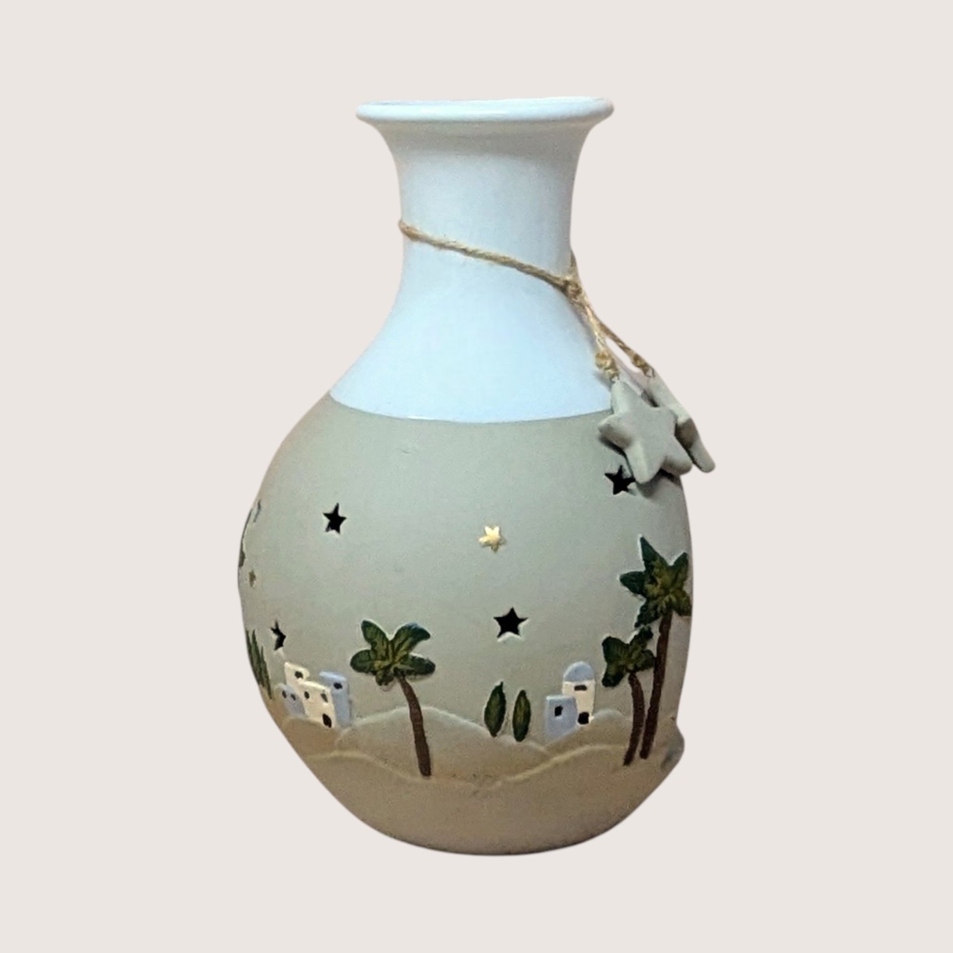 1990s Roman Inc Ceramic Light Up Nativity Vase