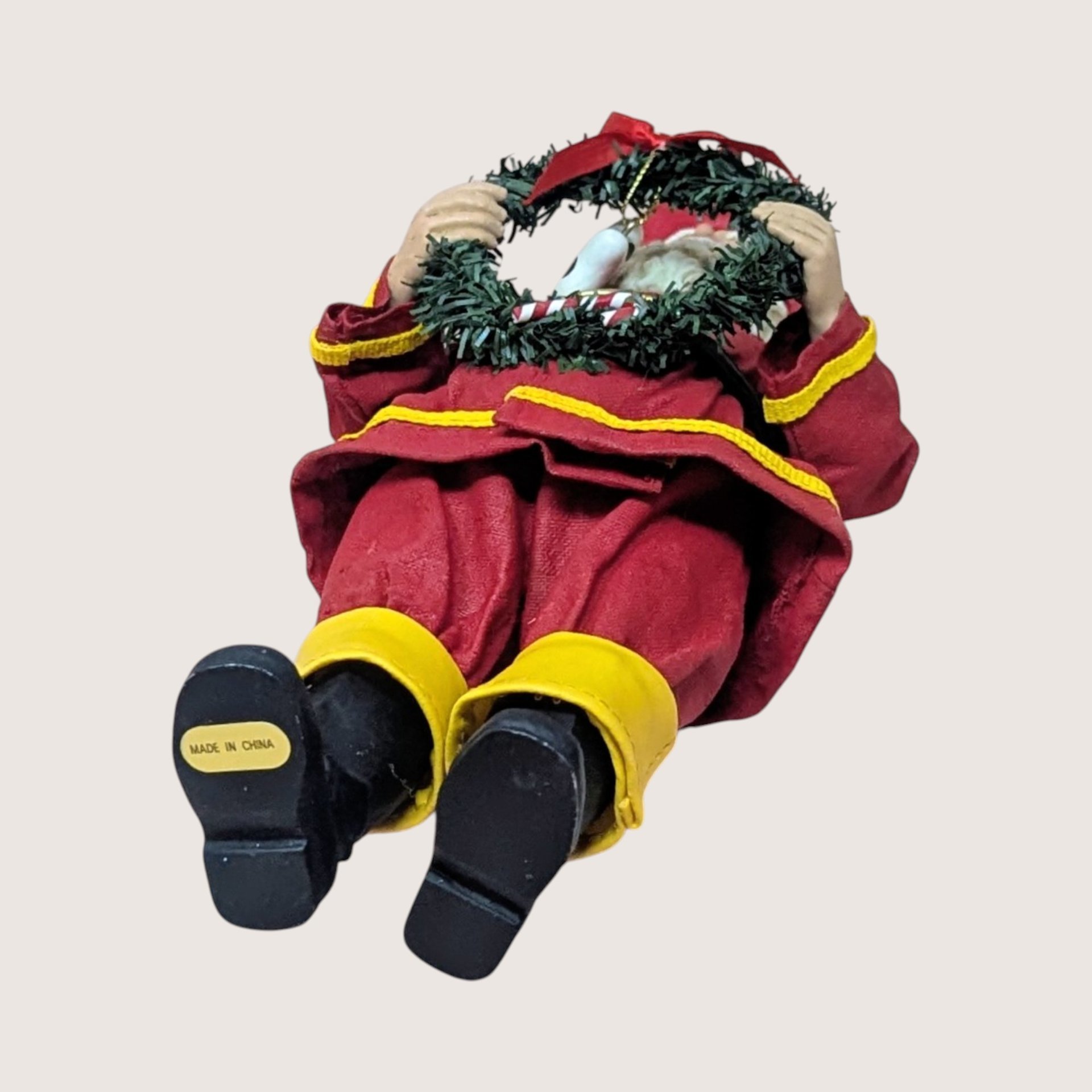 1990s Fabriche Fireman Santa Holding Wreath Figurine