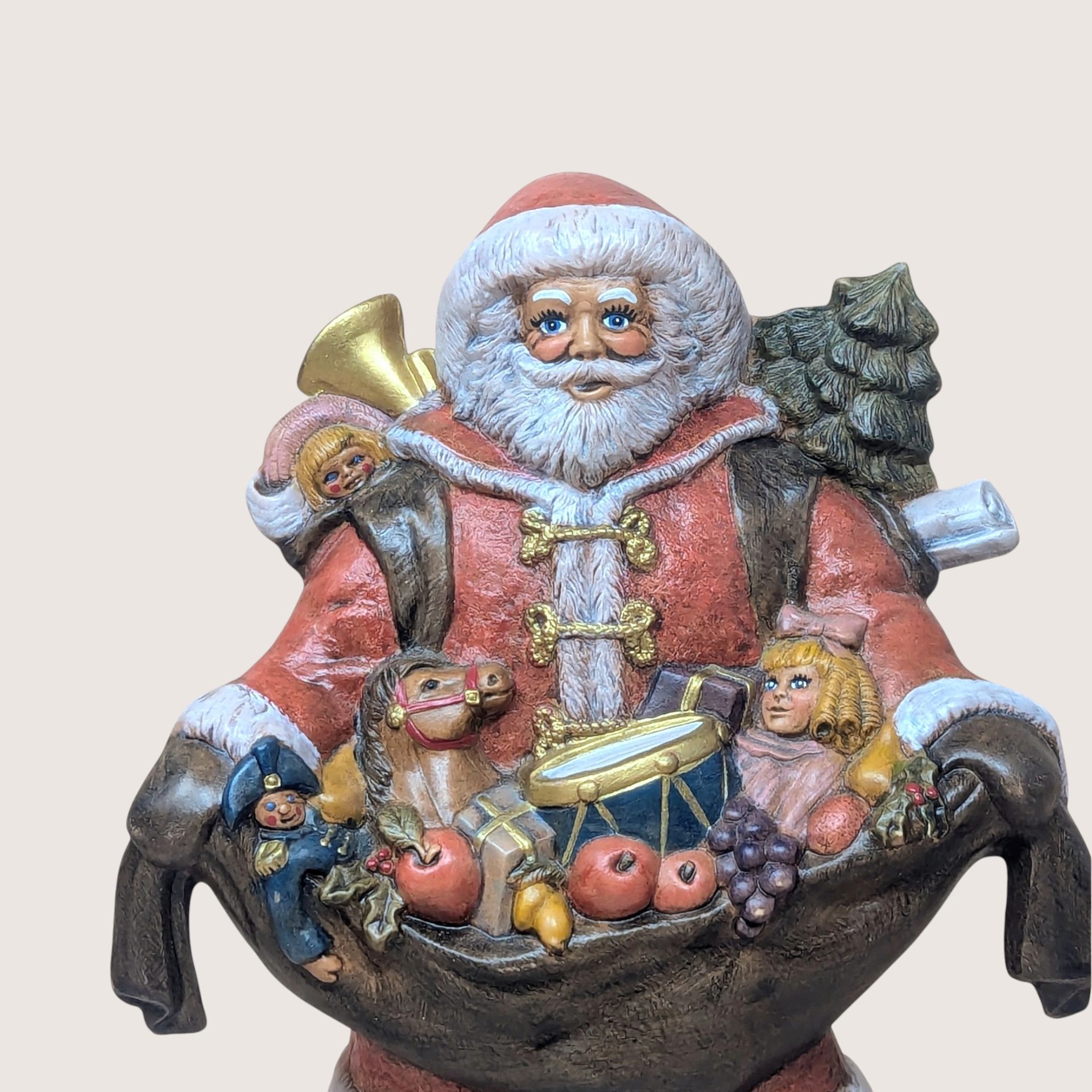 1990s Hand Painted Ceramic Santa Figure