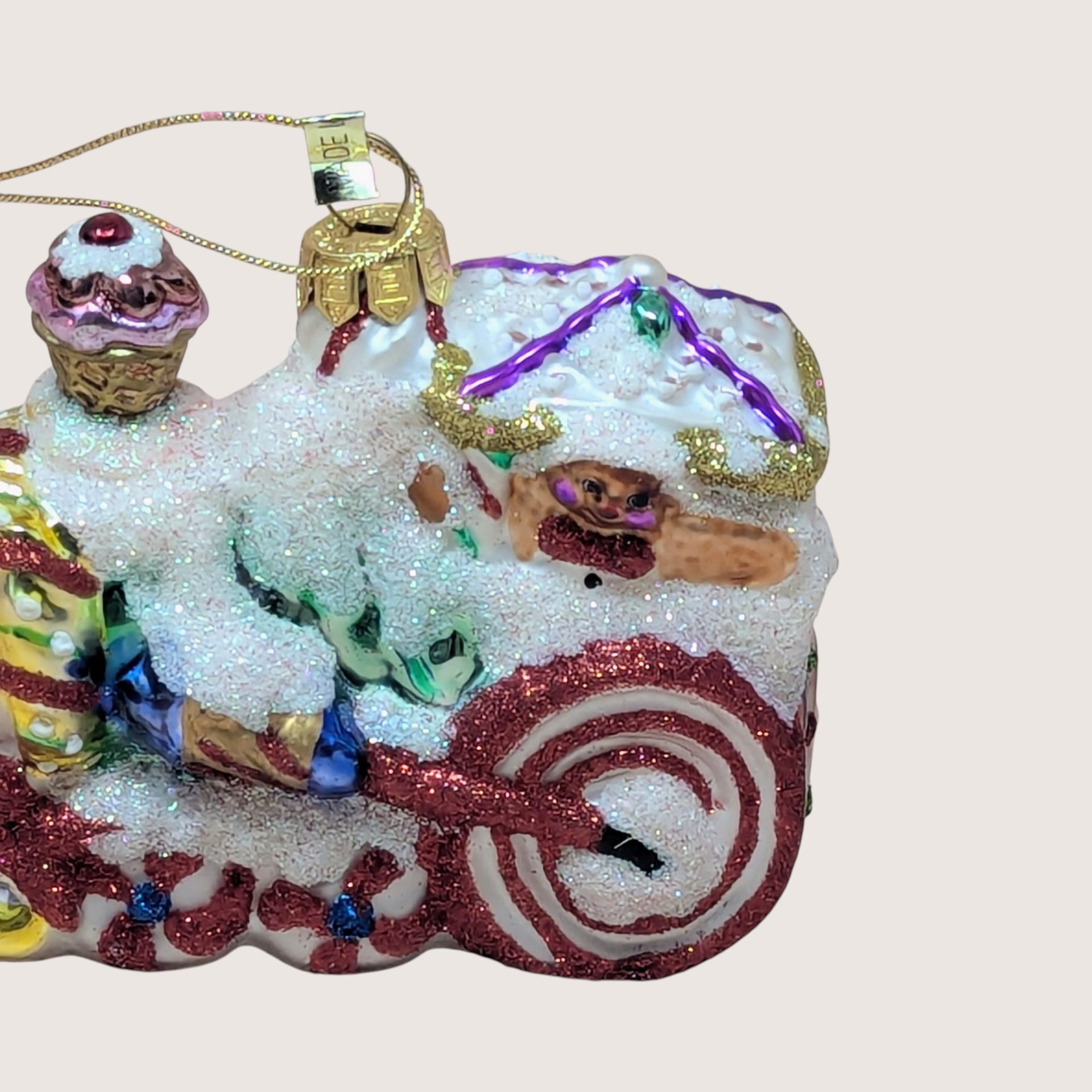 2003 Fitz and Floyd Holiday Treasures Blown Glass Train Ornament