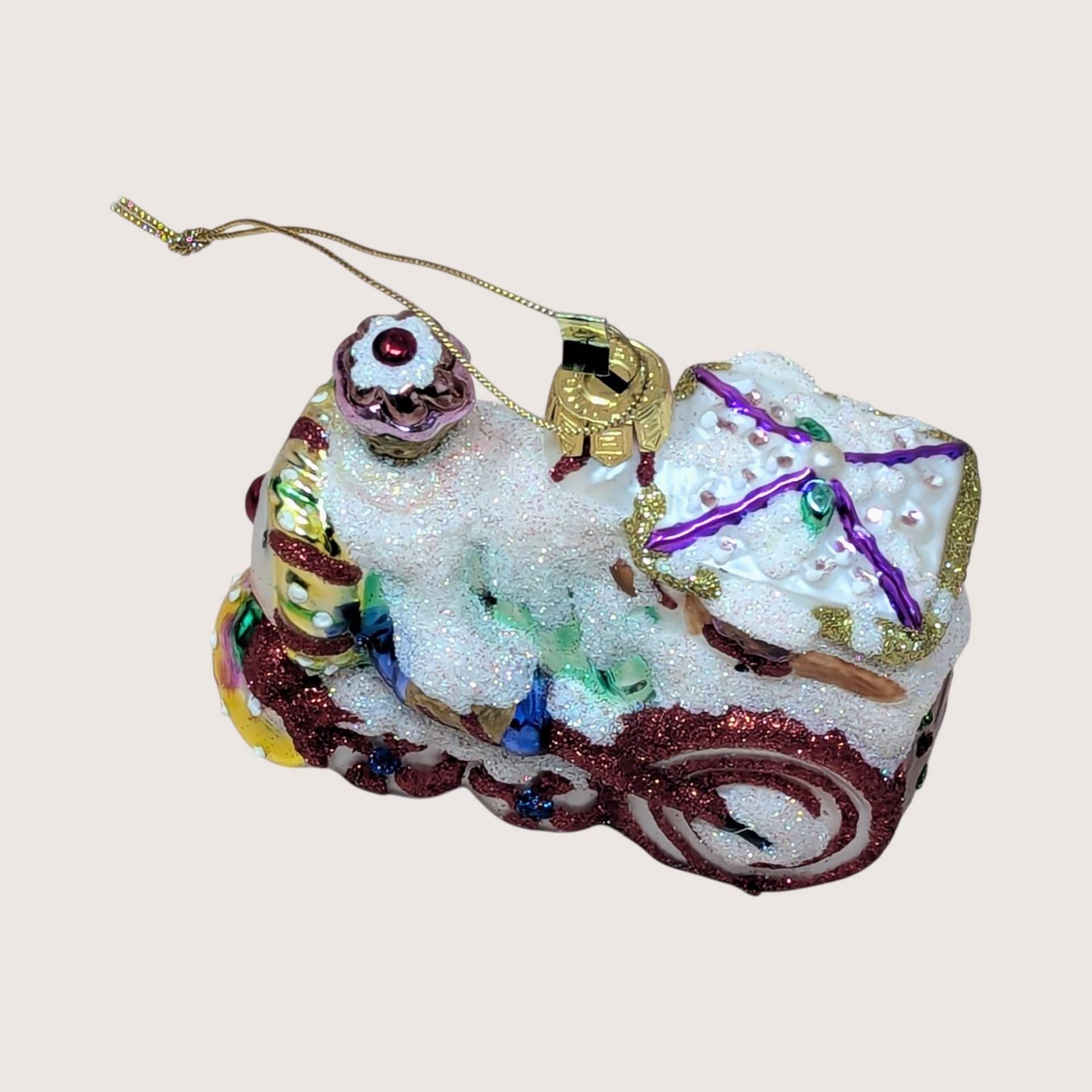 2003 Fitz and Floyd Holiday Treasures Blown Glass Train Ornament