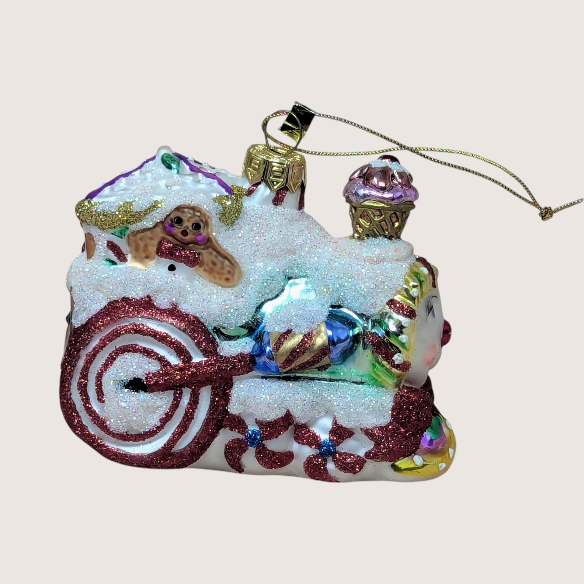 2003 Fitz and Floyd Holiday Treasures Blown Glass Train Ornament