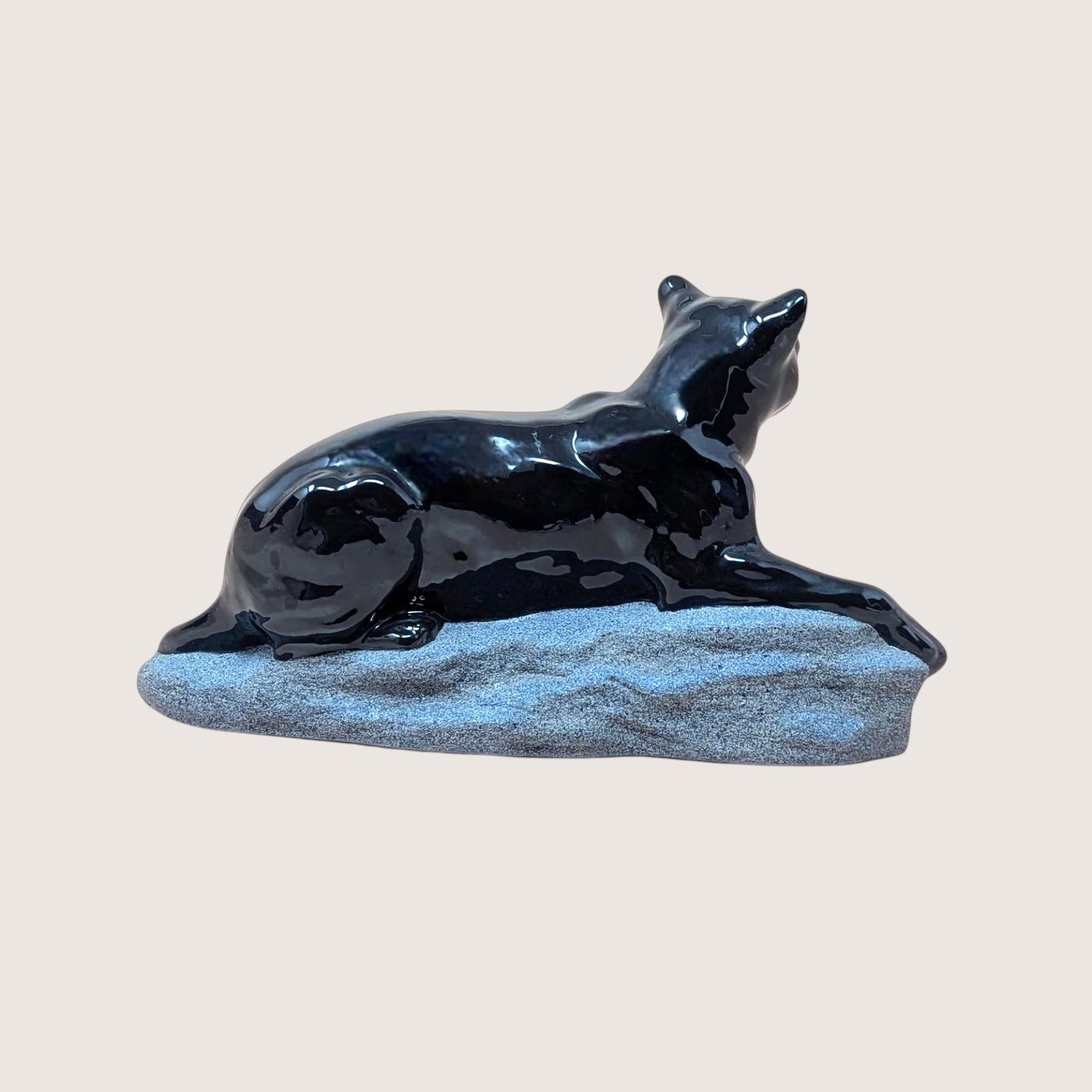 1994 Hand Painted Ceramic Black Panther on Rock Figurine
