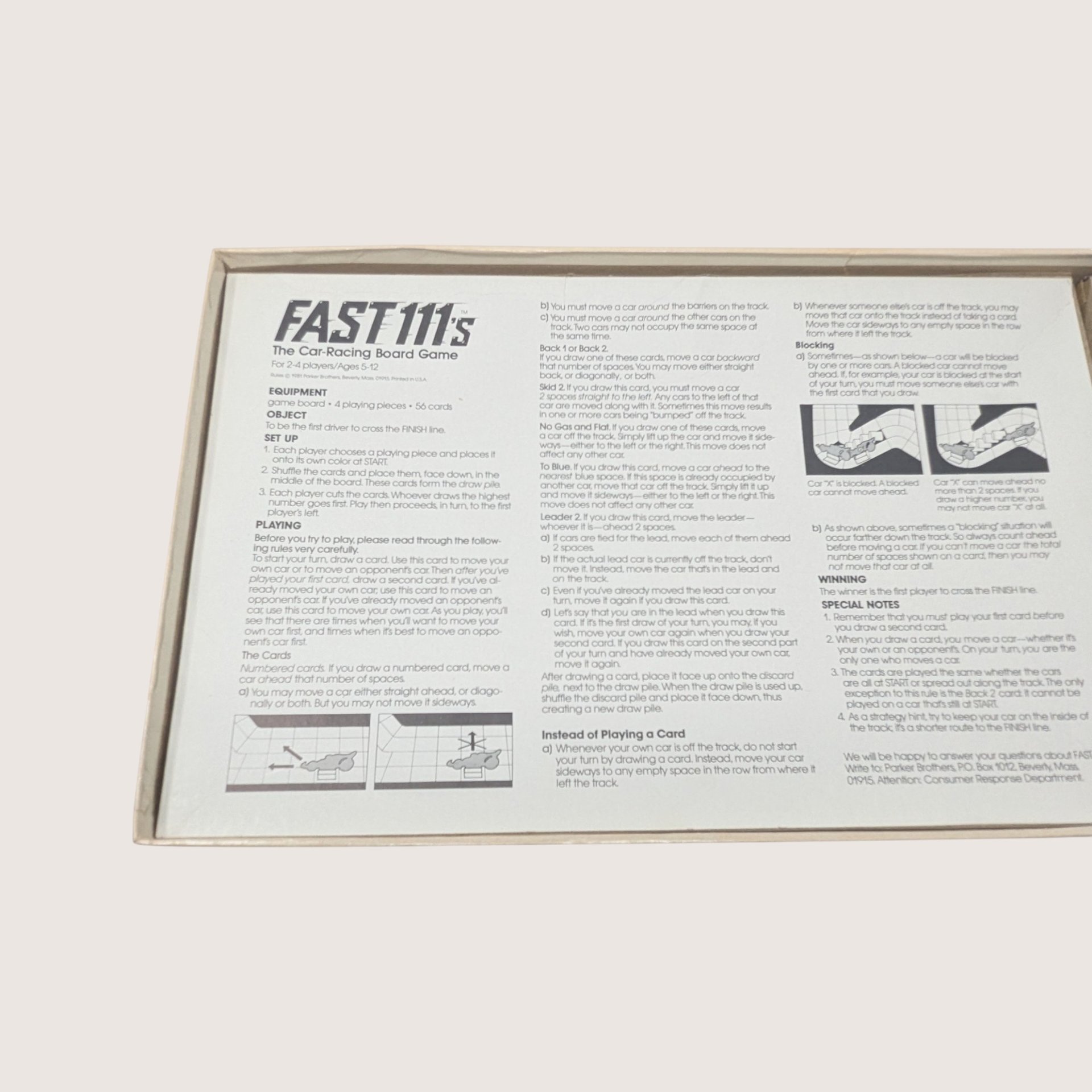 1981 Parker Brothers Fast 111s Board Game