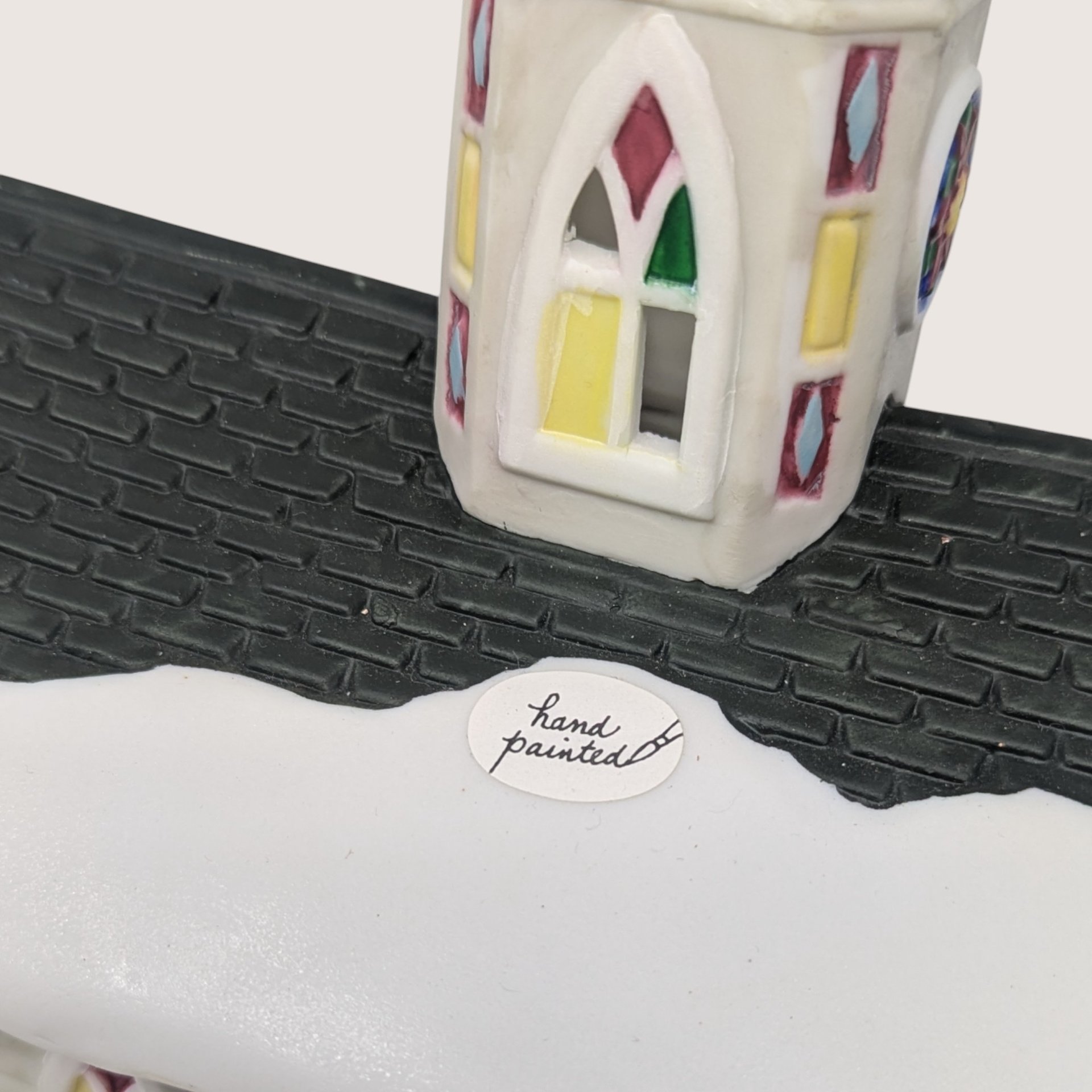1995 Claire Burke Ceramic Christmas Memories Church Tealight Holder 