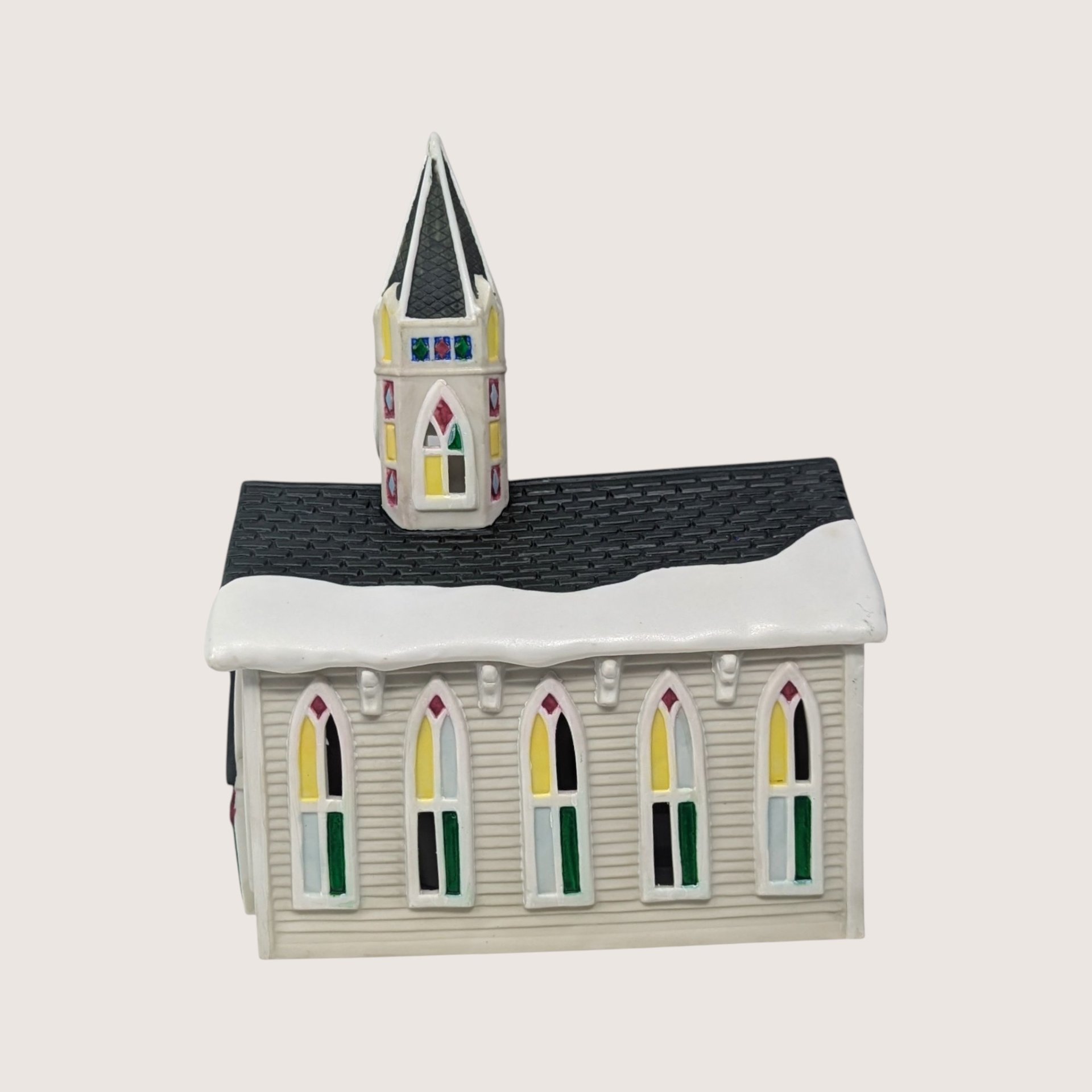 1995 Claire Burke Ceramic Christmas Memories Church Tealight Holder 