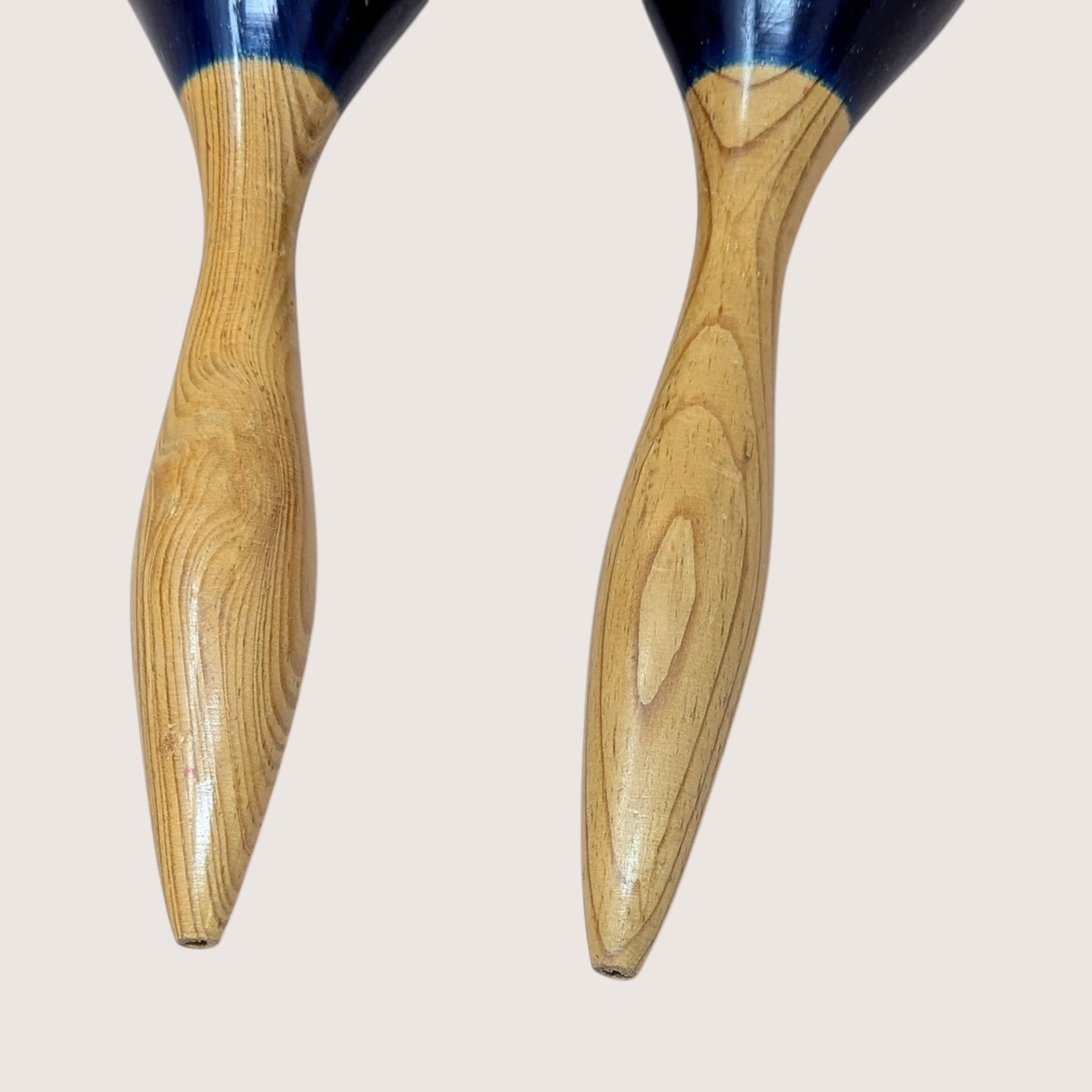 1980s Hand Painted Floral Wooden Maracas Pair