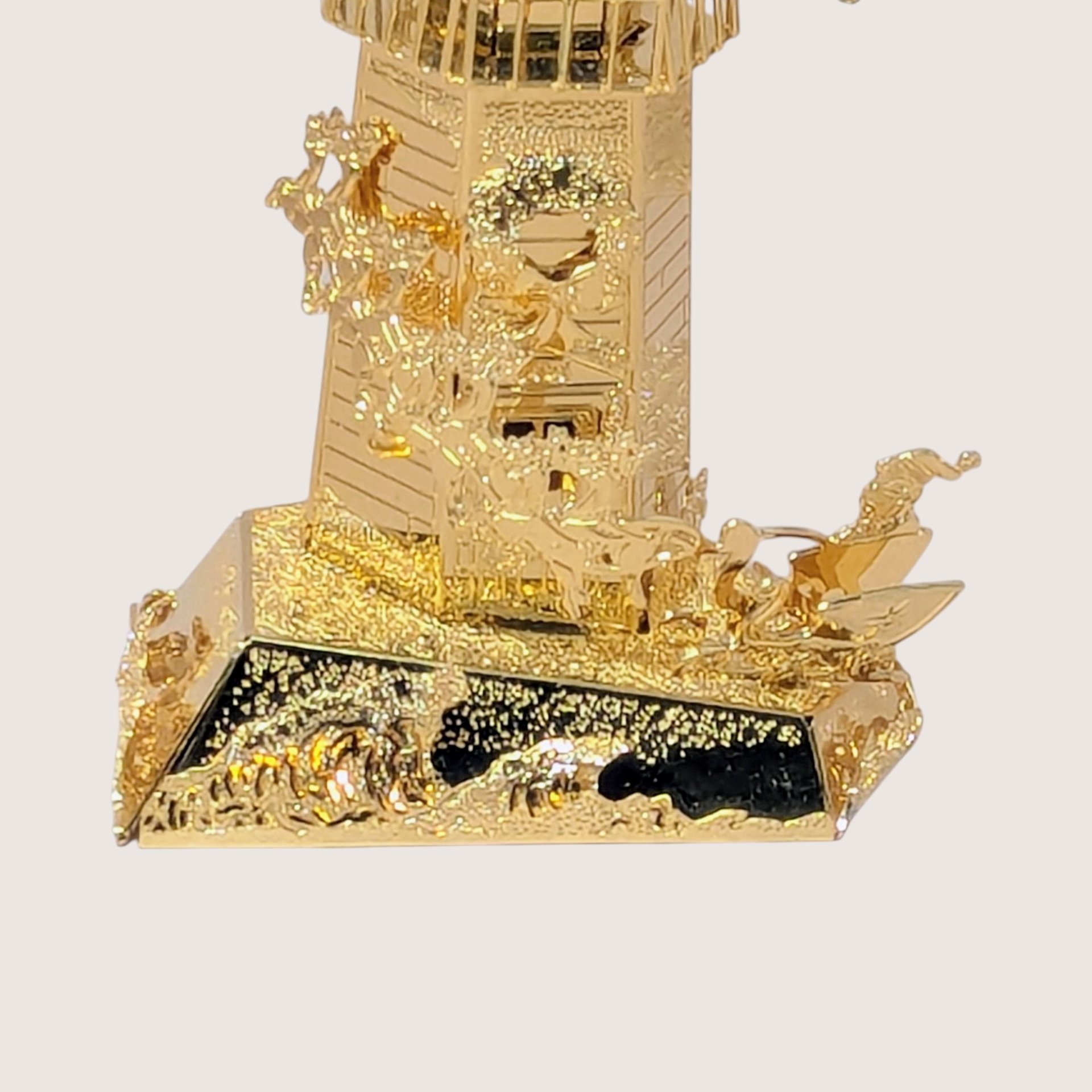 1998 Danbury Mint 23kt Gold Plated North Pole Lighthouse Ornament