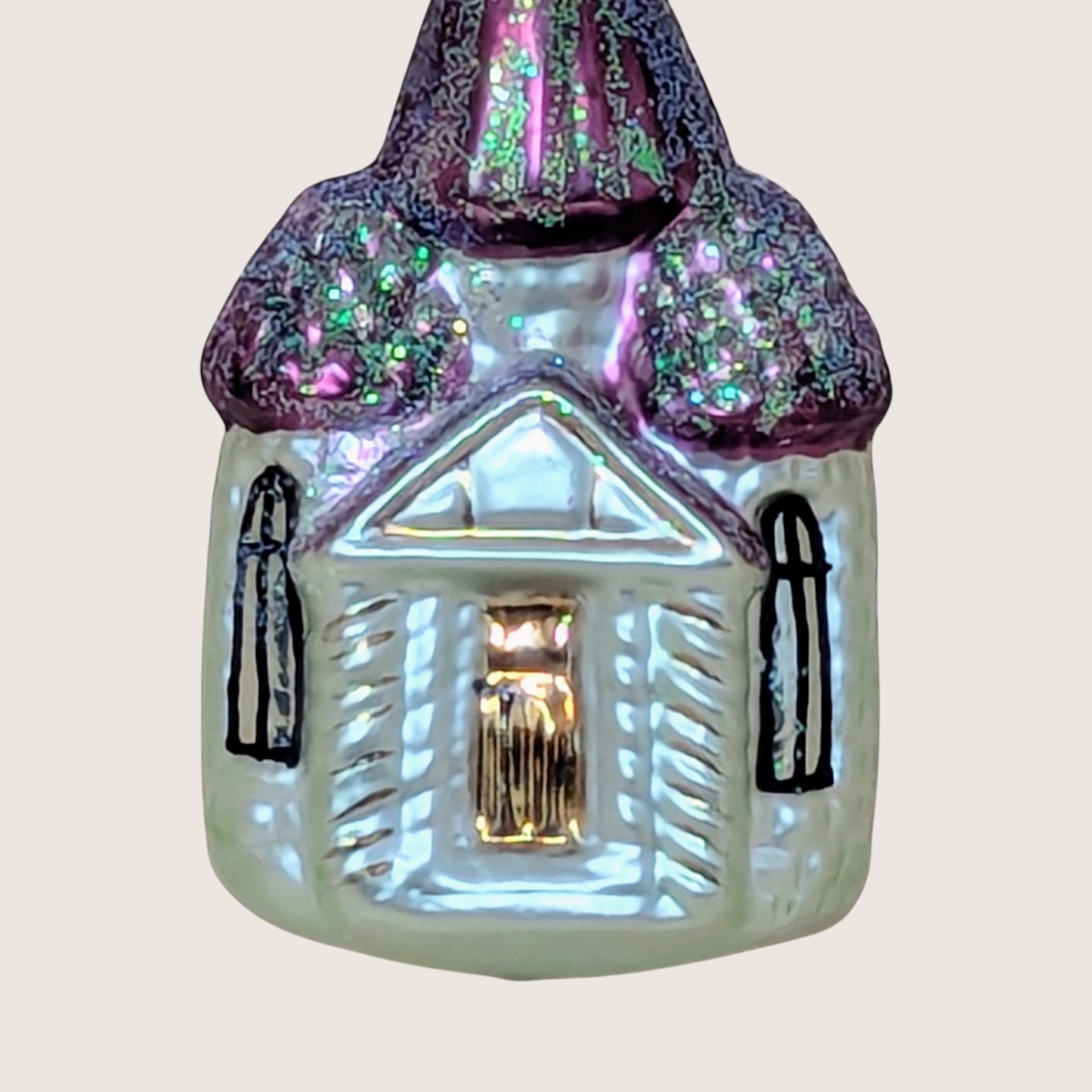1990s Christopher Radko Blown Glass Church Ornament