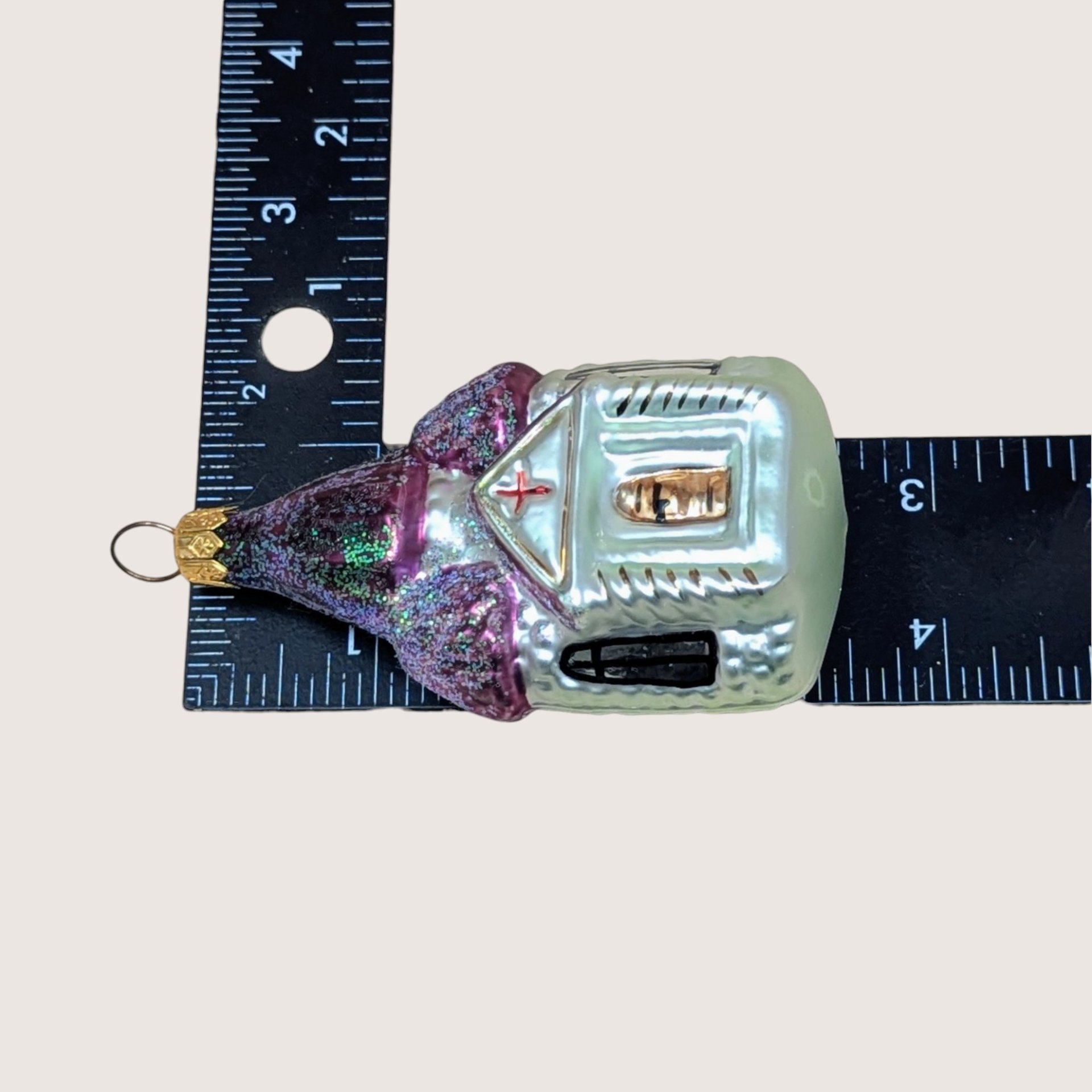 1990s Christopher Radko Blown Glass Church Ornament