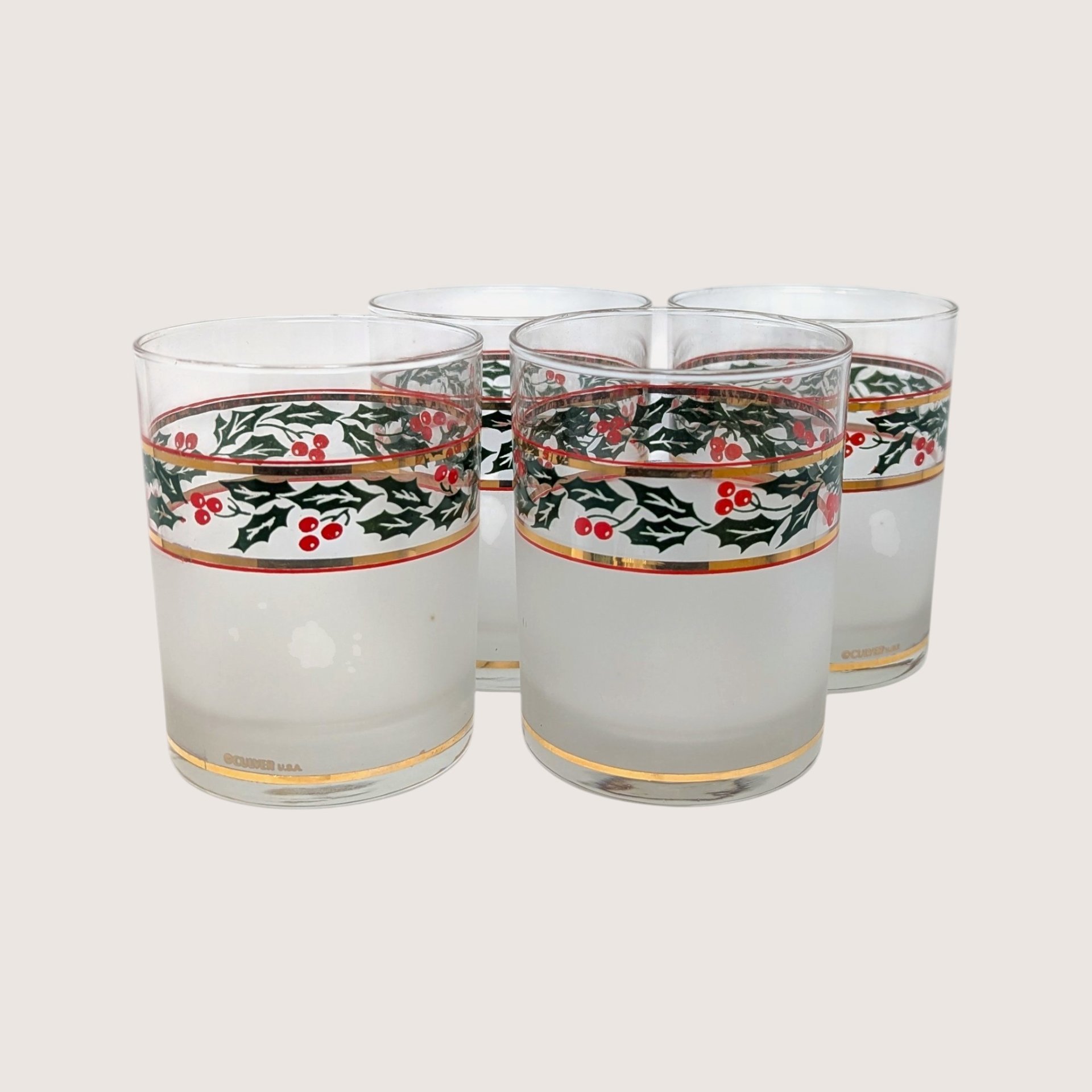 Vintage Culver Squire Red Ice Bucket and Glasses Set