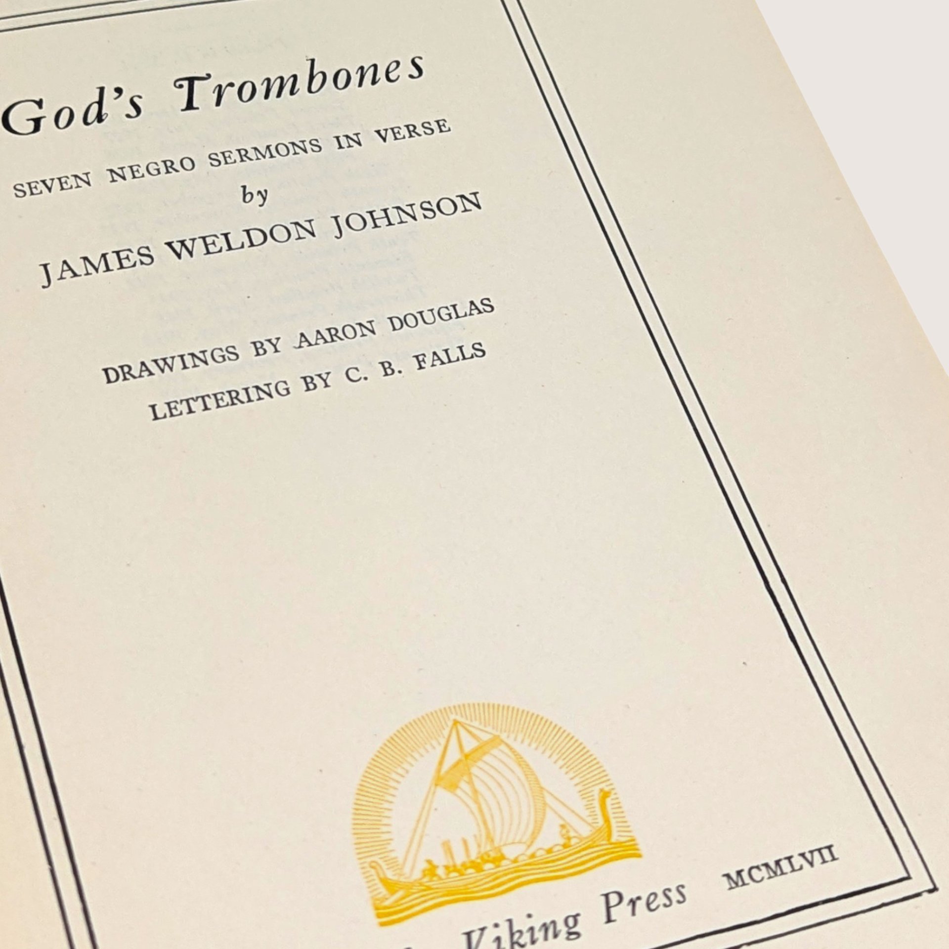 1955 The Viking Press God's Trombones James Weldon Johnson Hardcover Book