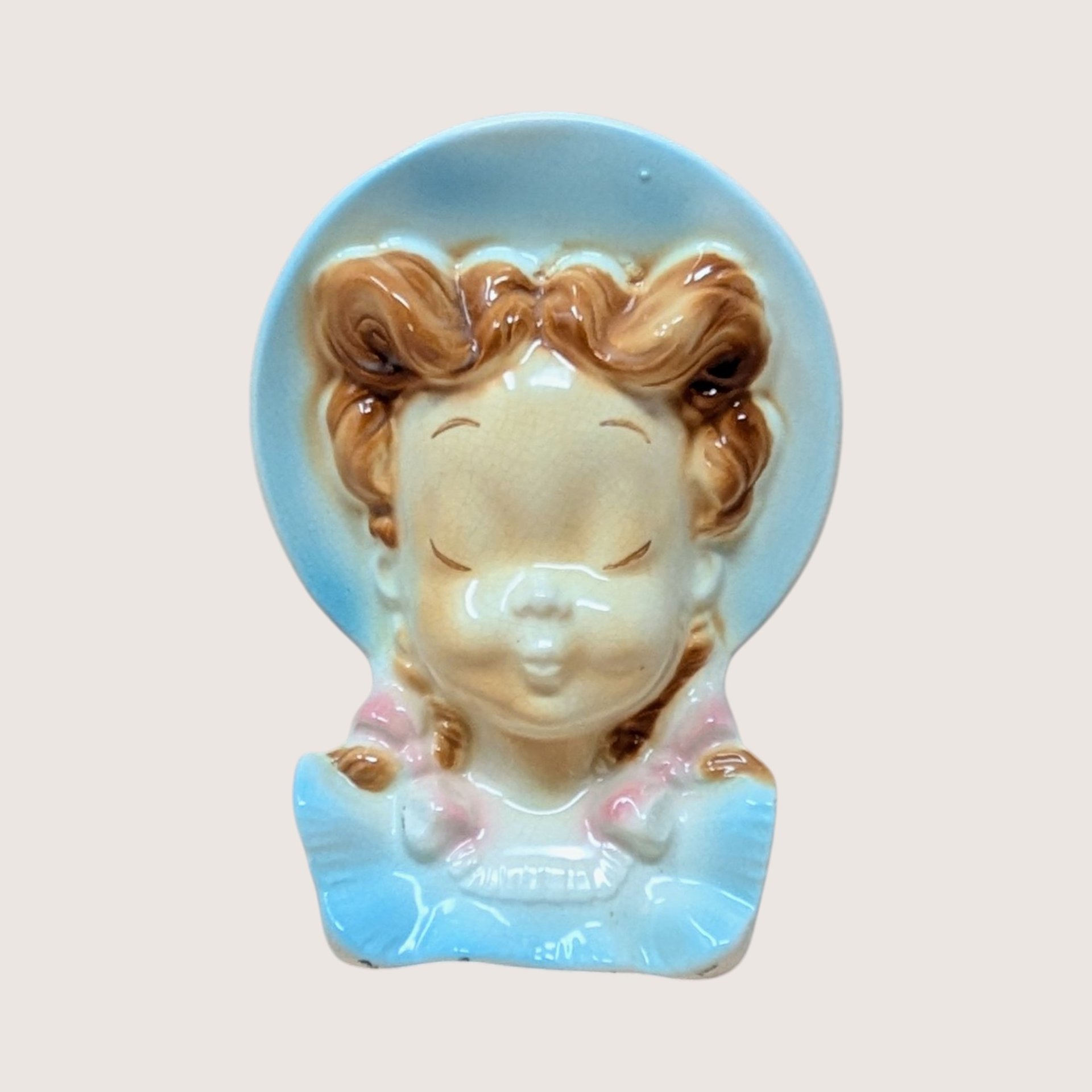 1950s Royal Copley Lady Head Wall Pocket Planter Pair