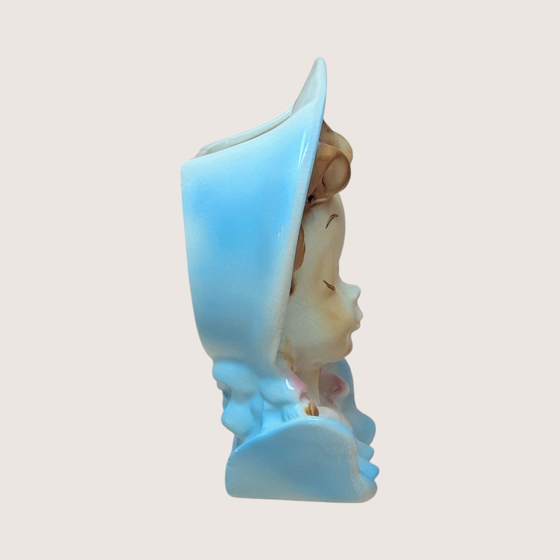 1950s Royal Copley Lady Head Wall Pocket Planter Pair