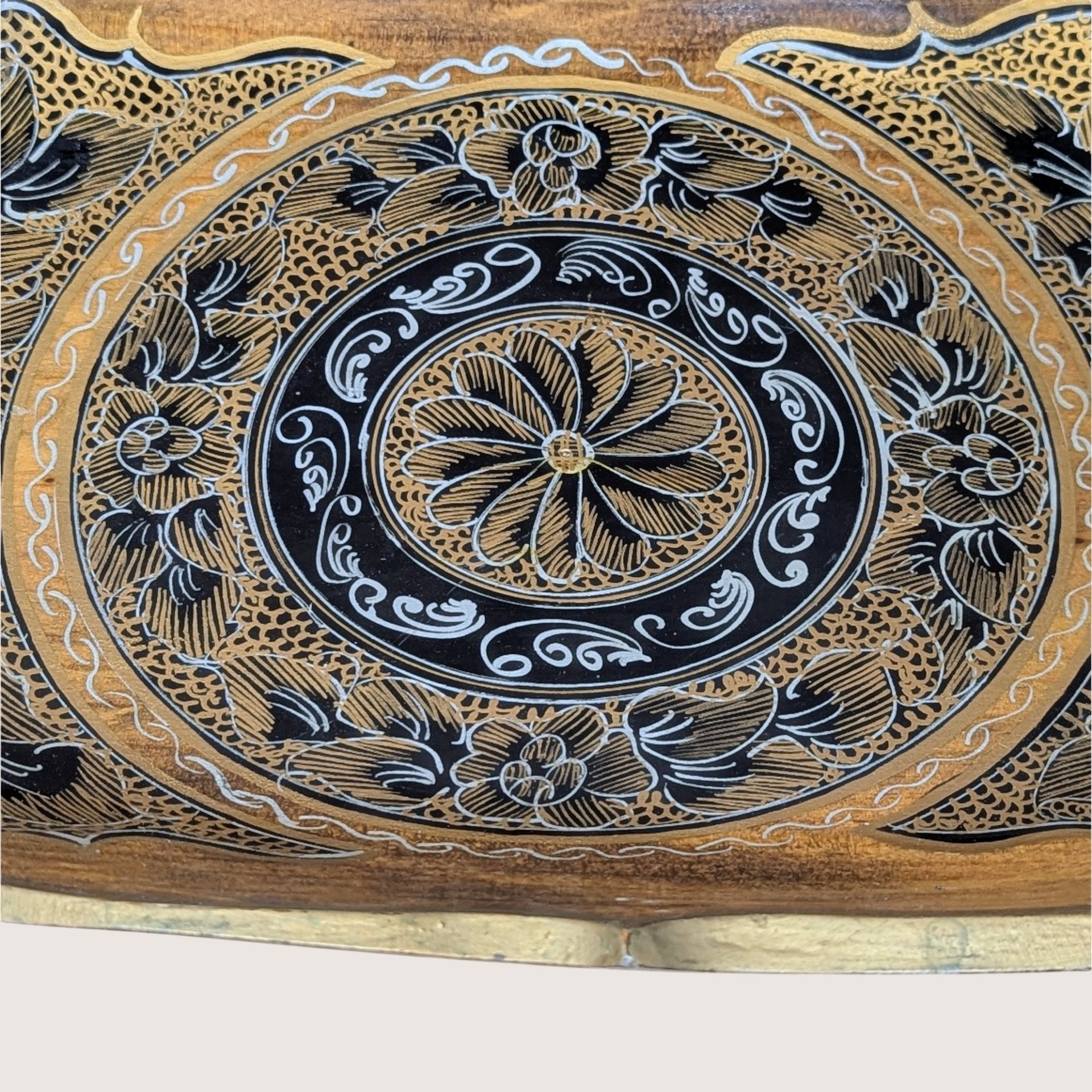 1970s Vintage Hand Painted Wooden Serving Tray