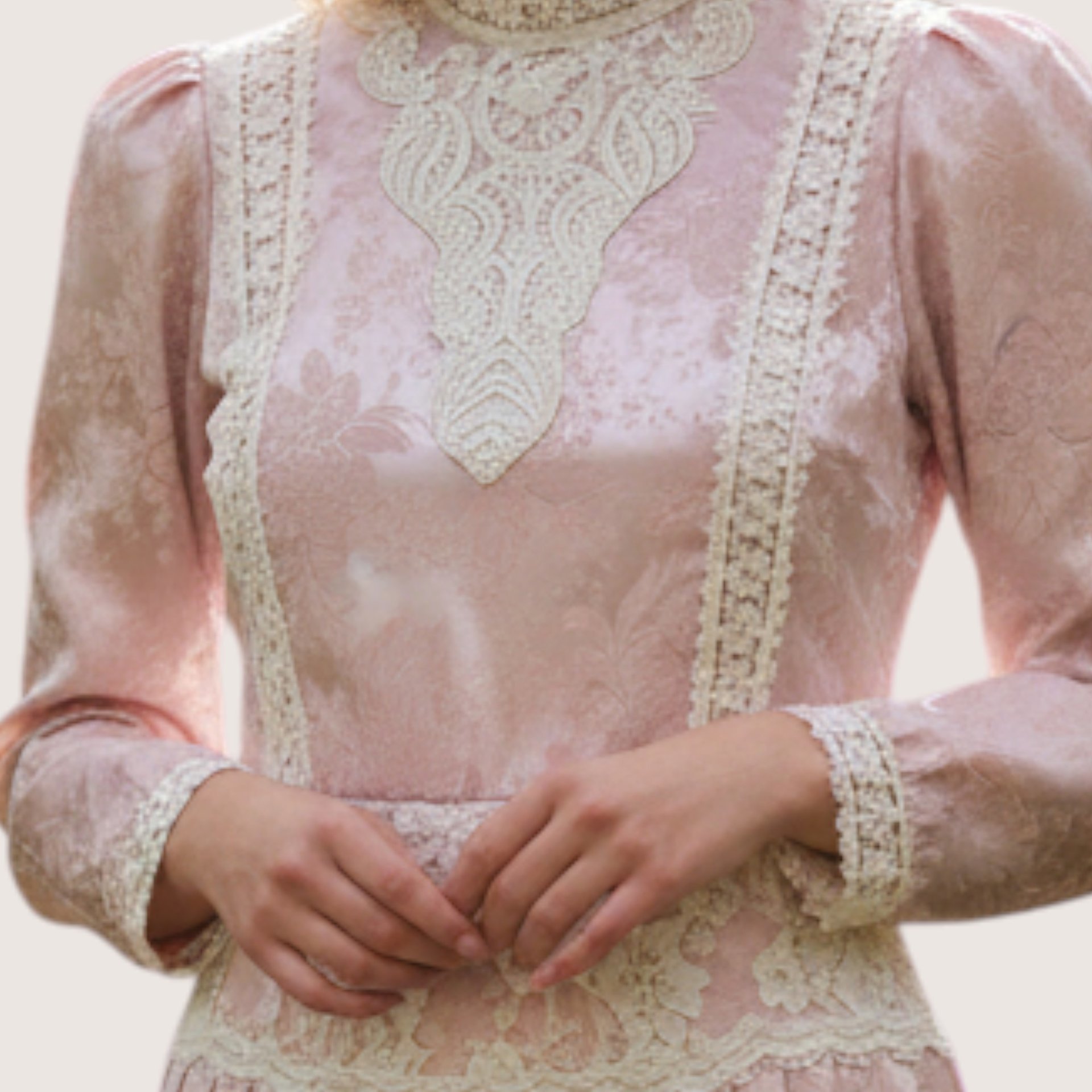 1980s Scott McClintock Pink Jacquard Pleated Dress
