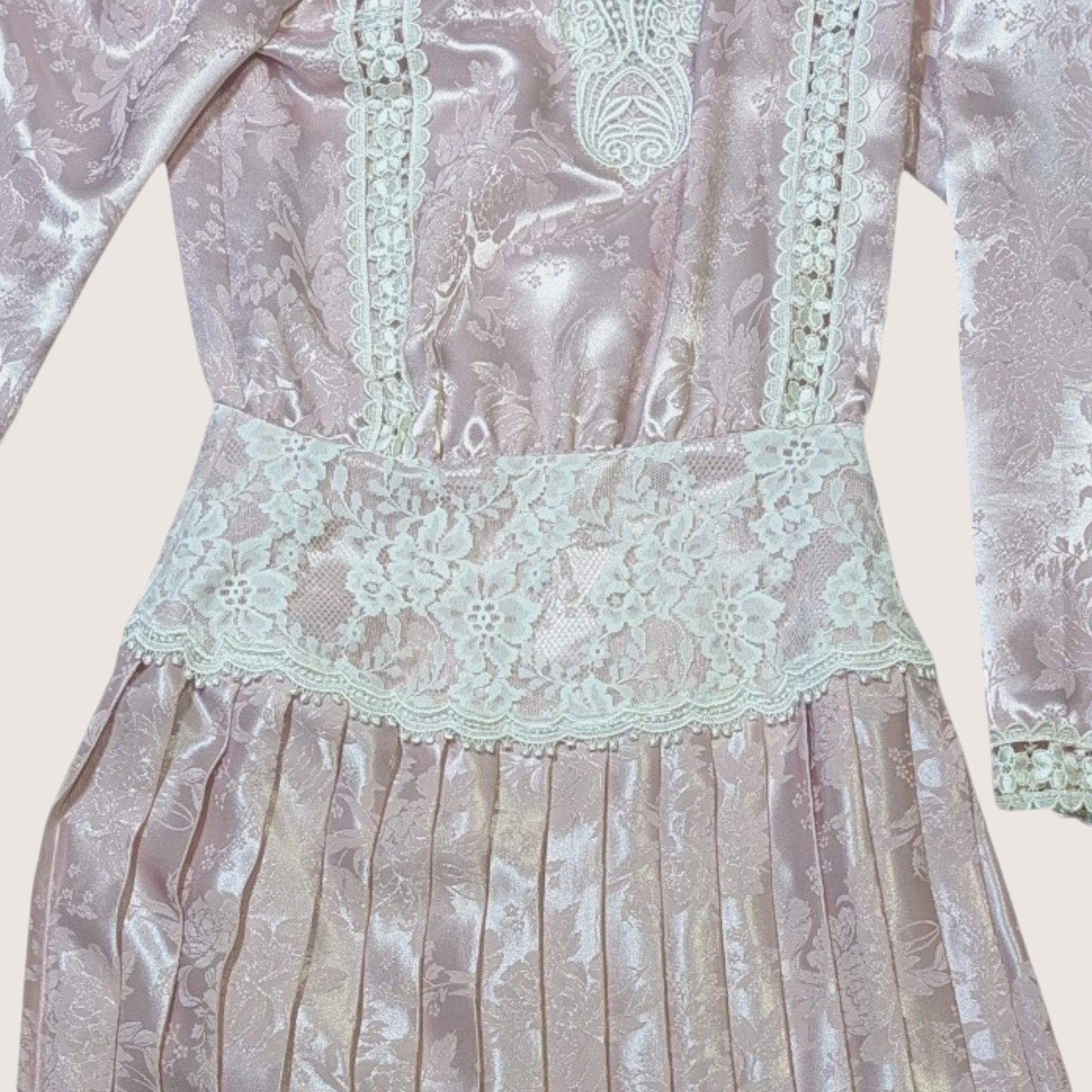 1980s Scott McClintock Pink Satin Jacquard Dress