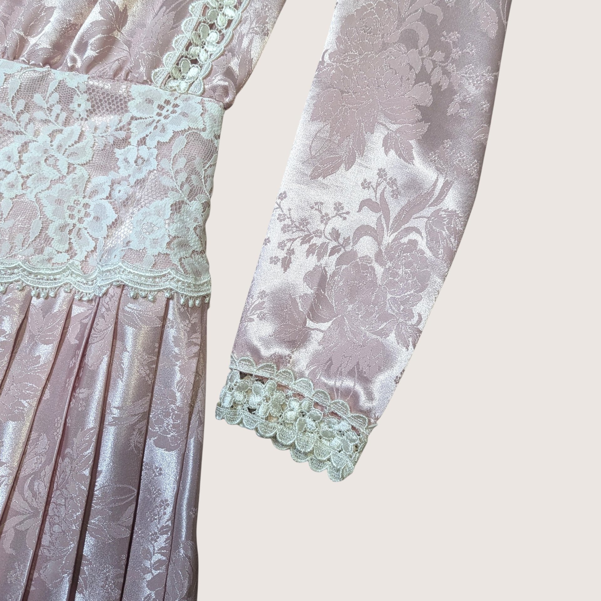 1980s Scott McClintock Pink Jacquard Pleated Dress