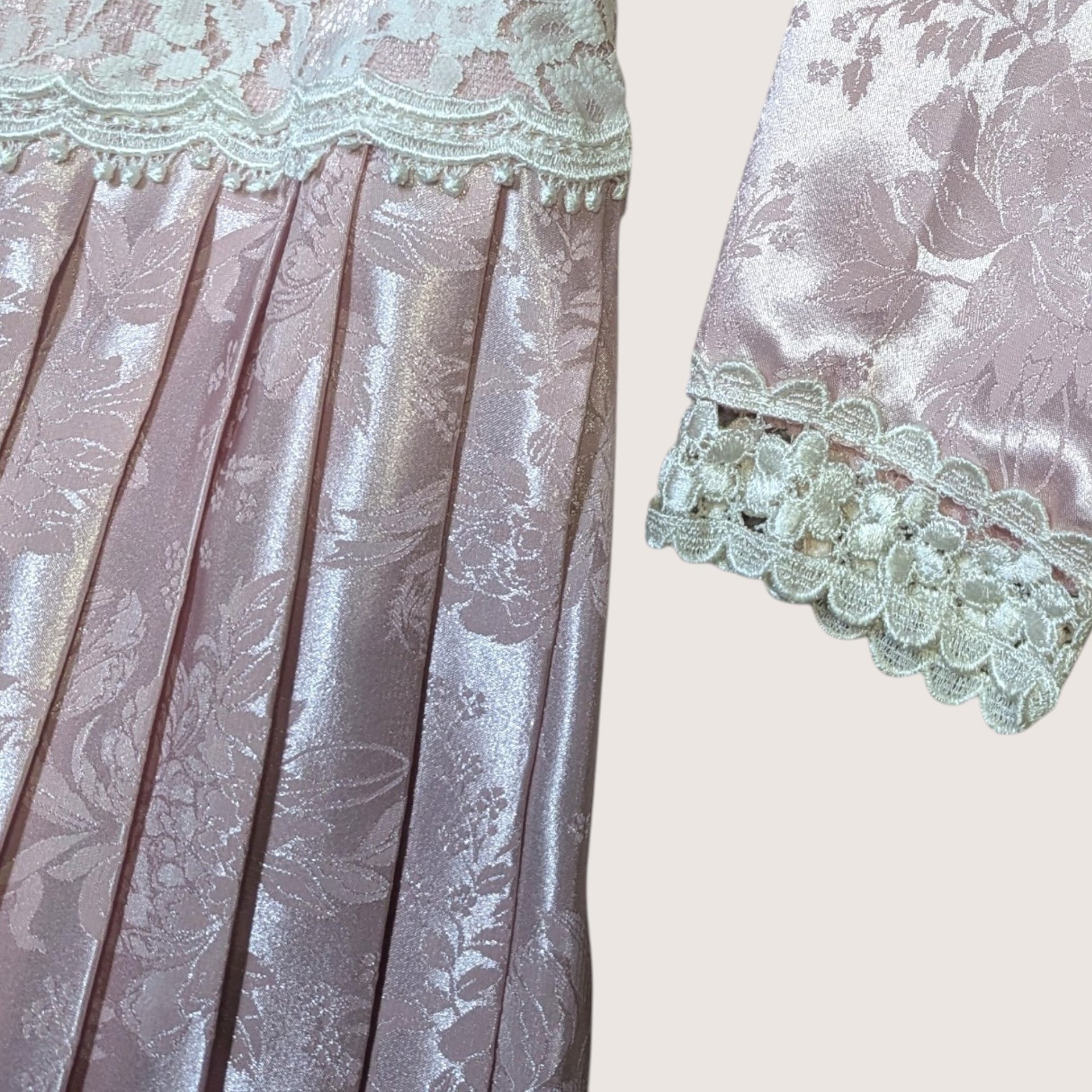 1980s Scott McClintock Pink Satin Jacquard Dress
