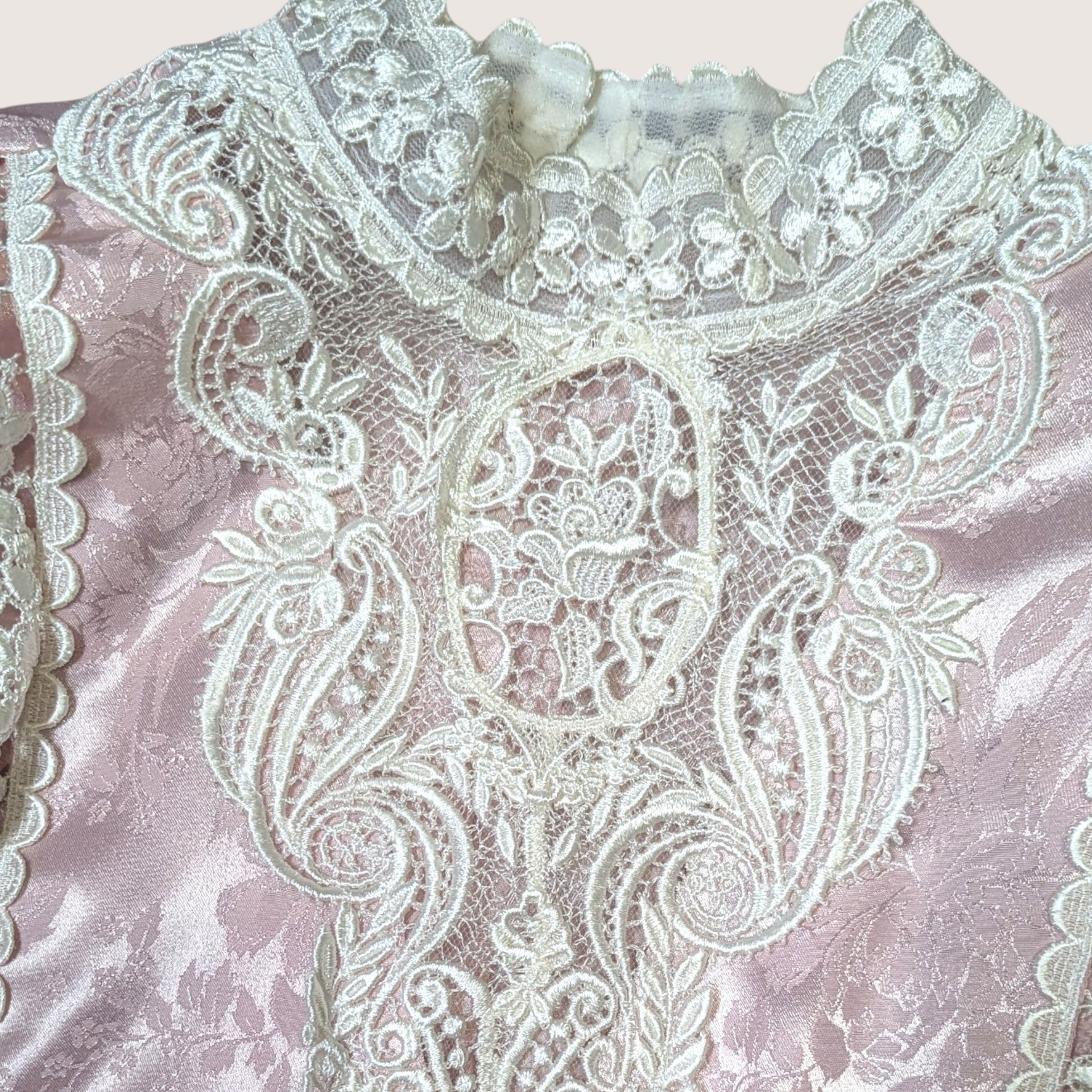 1980s Scott McClintock Pink Satin Jacquard Dress