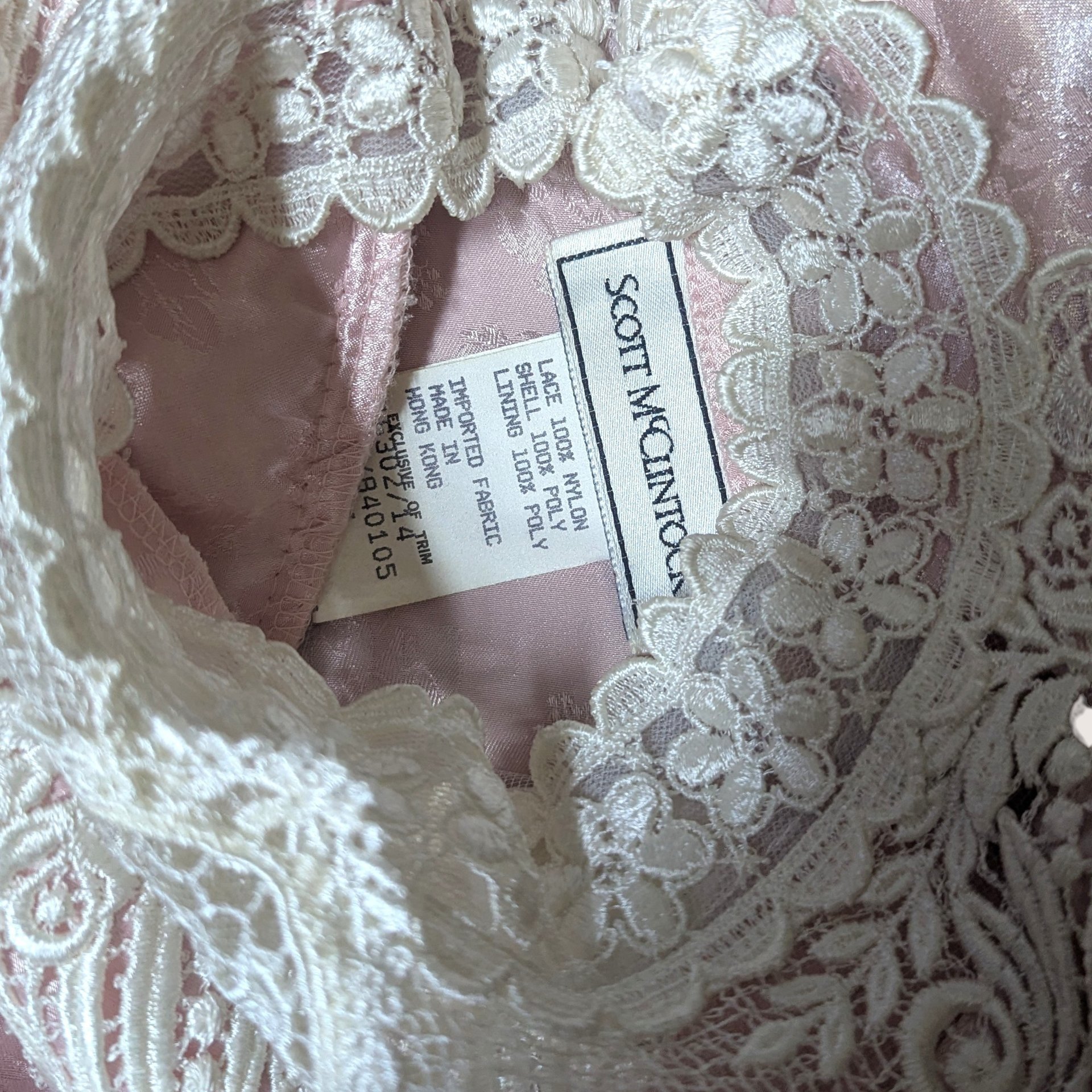 1980s Scott McClintock Pink Satin Jacquard Dress