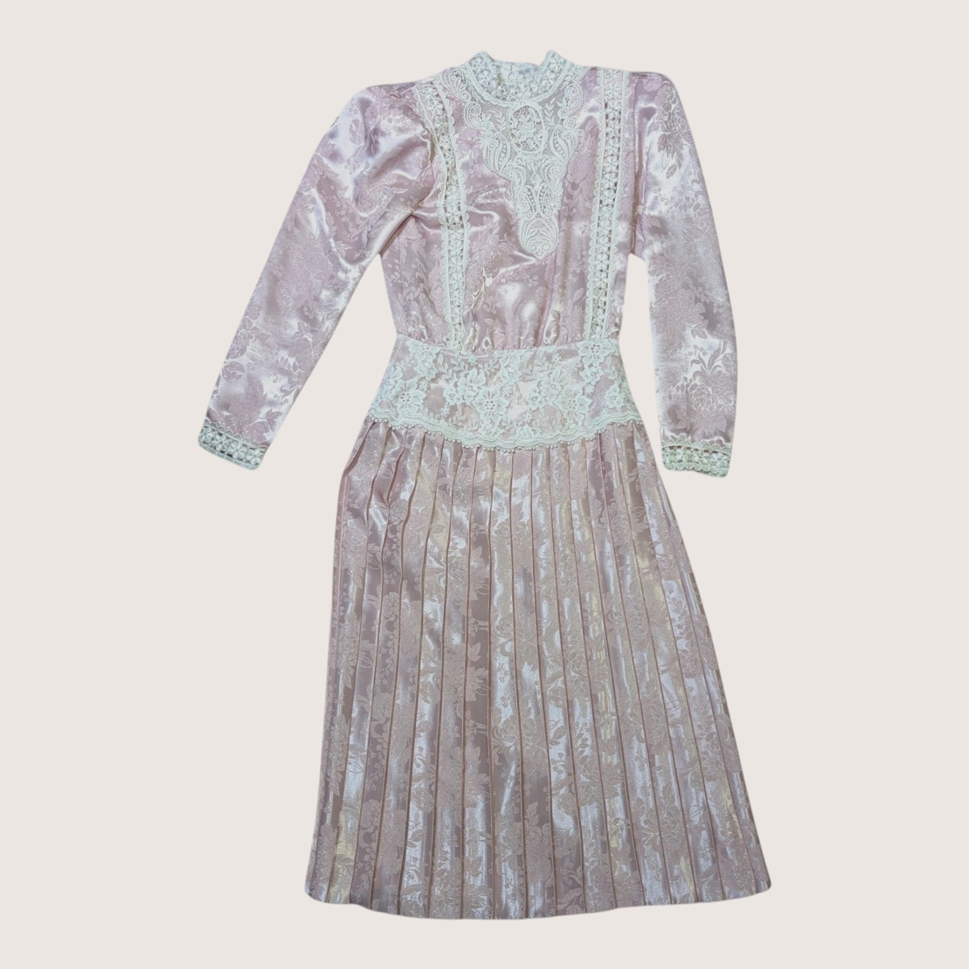 1980s Scott McClintock Pink Satin Jacquard Dress