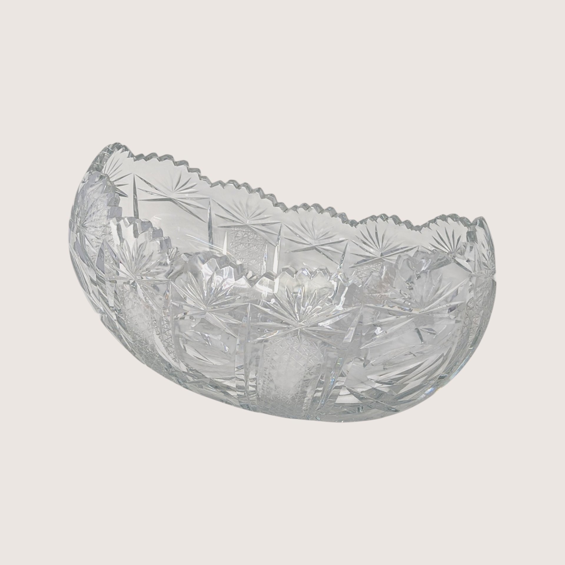 1890s American Brilliant Period Cut Glass Banana Bowl