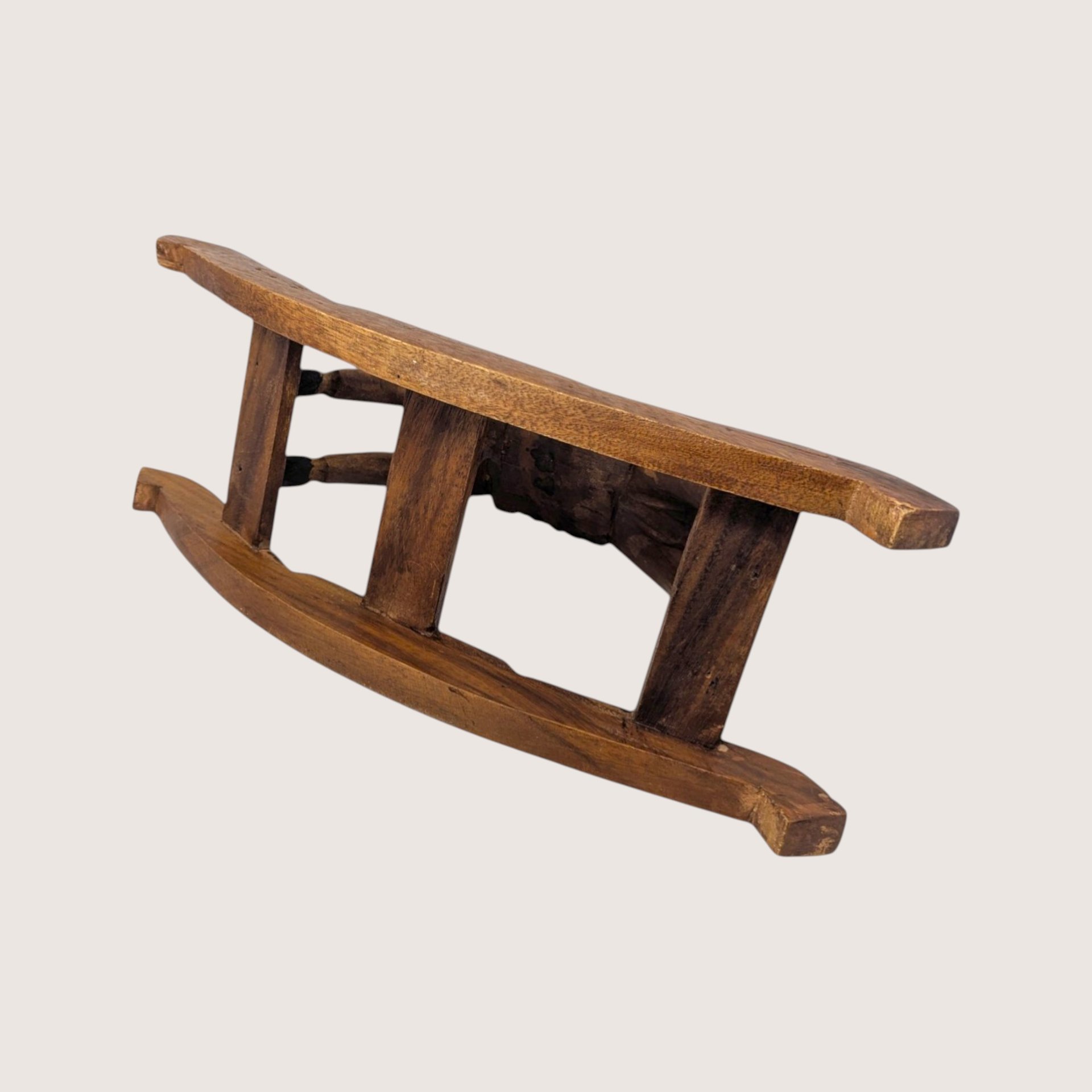 1980s Vintage Handmade Hand Carved Wooden Rocking Horse Figurine