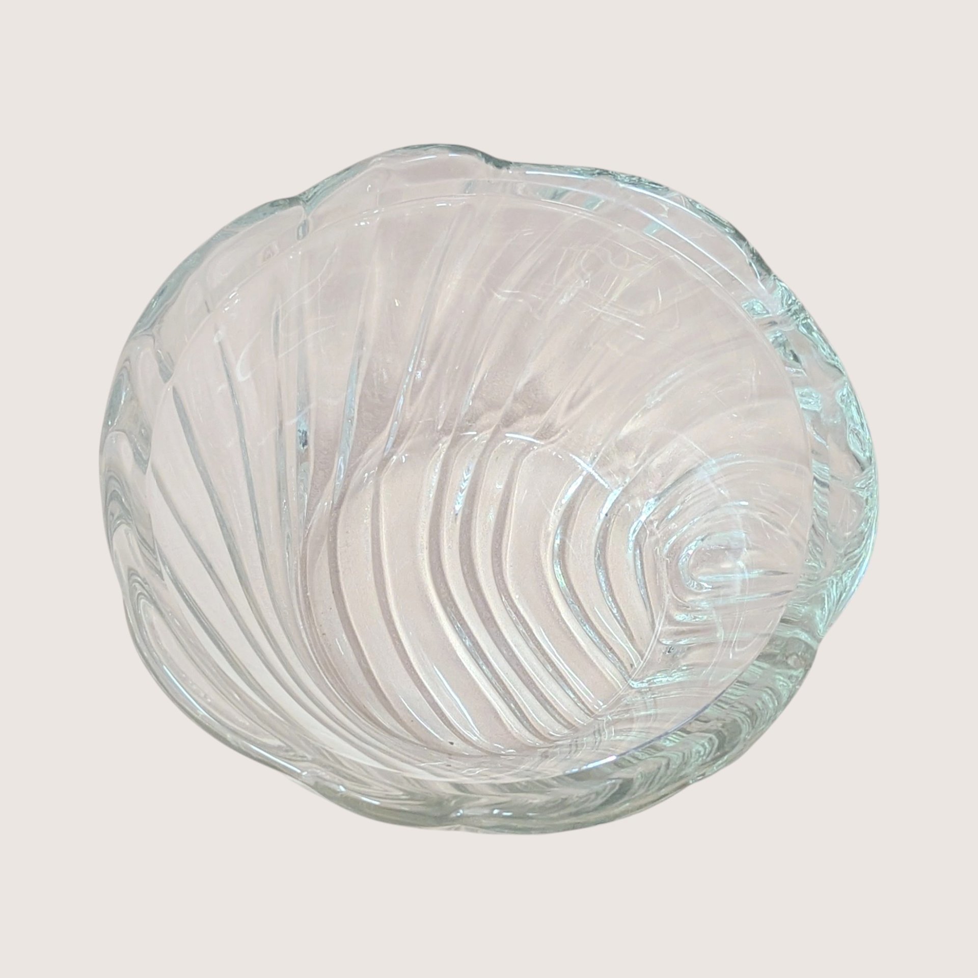 1940s Vintage Art Deco Clear Swirl Glass Vanity Dresser Jar with Chrome Lid