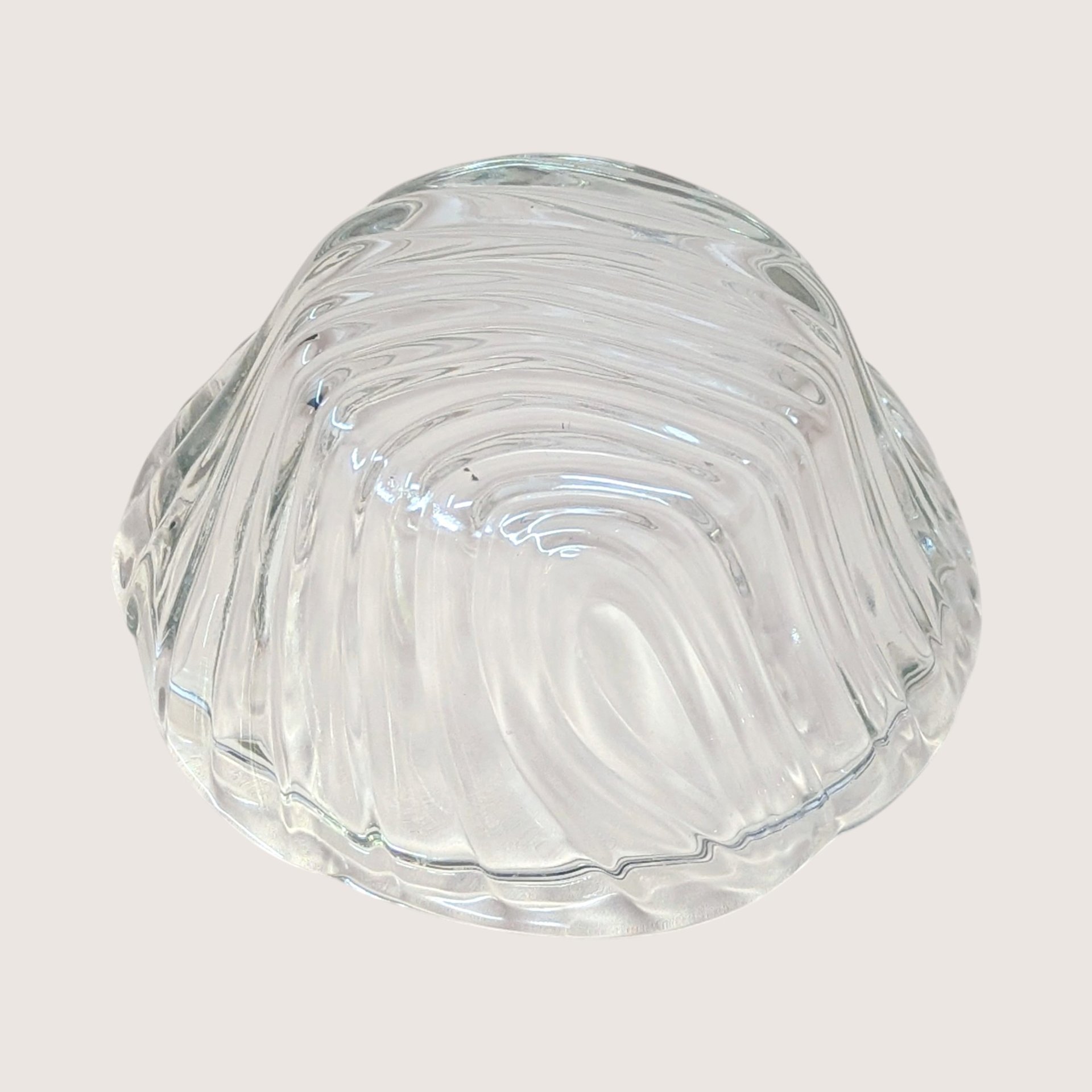 1940s Vintage Art Deco Clear Swirl Glass Vanity Dresser Jar with Chrome Lid