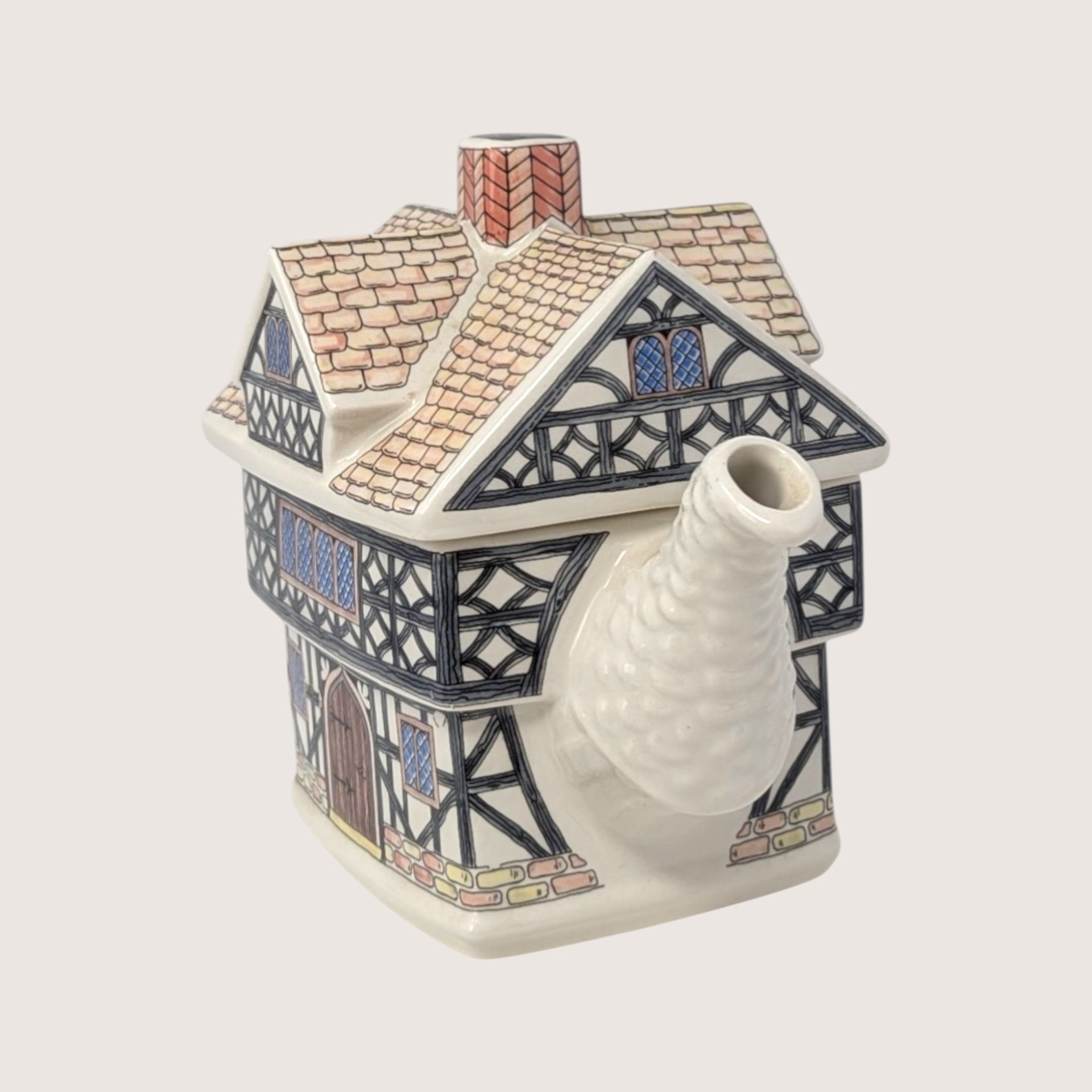 1990s Sadler England Tudor House Ceramic Decorative Teapot