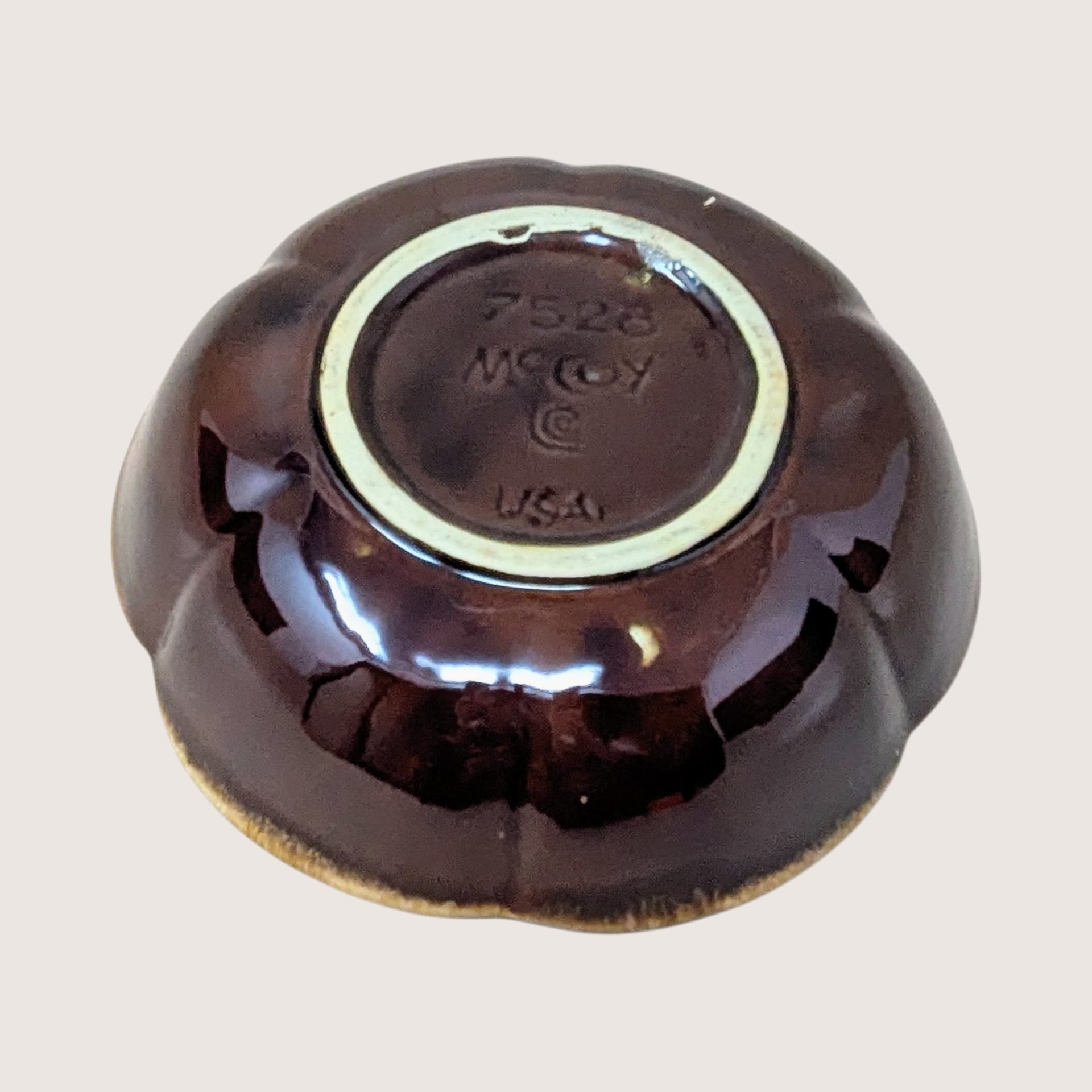 1970s McCoy Brown Drip Fluted Bowl