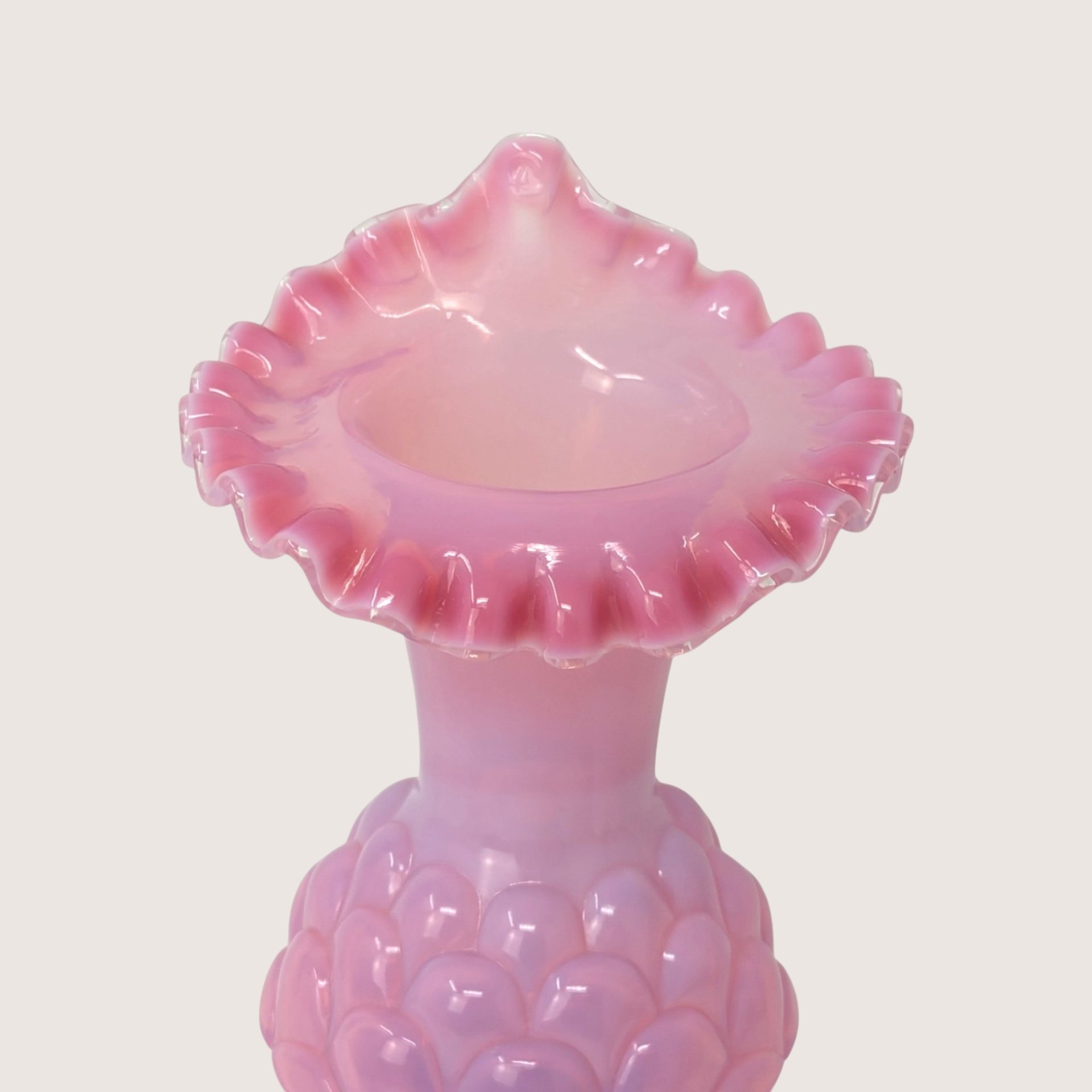 1960s Fenton Jacqueline Plum Opalescent Jack in the Pulpit Tulip Vase 