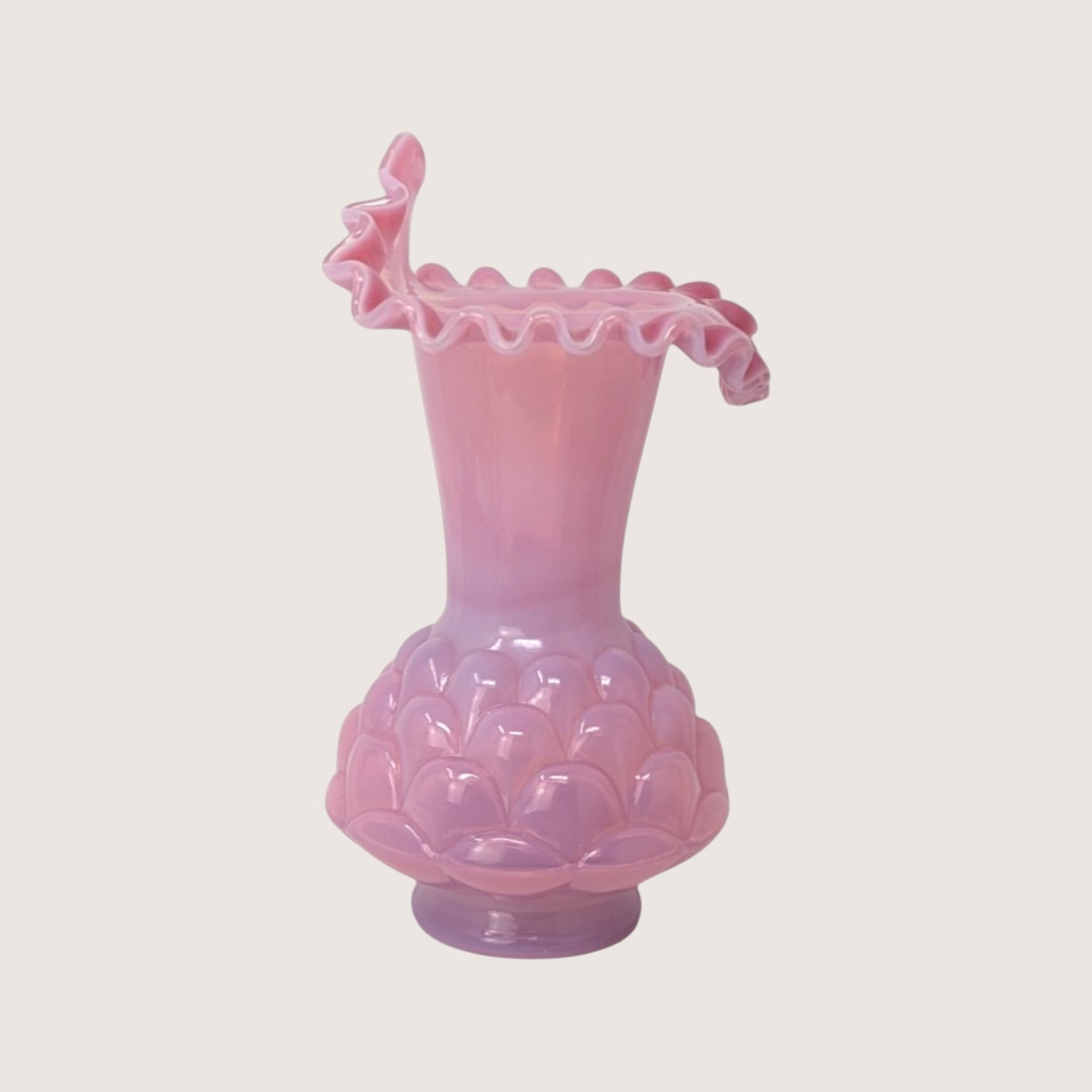 1960s Fenton Jacqueline Plum Opalescent Jack in the Pulpit Tulip Vase 