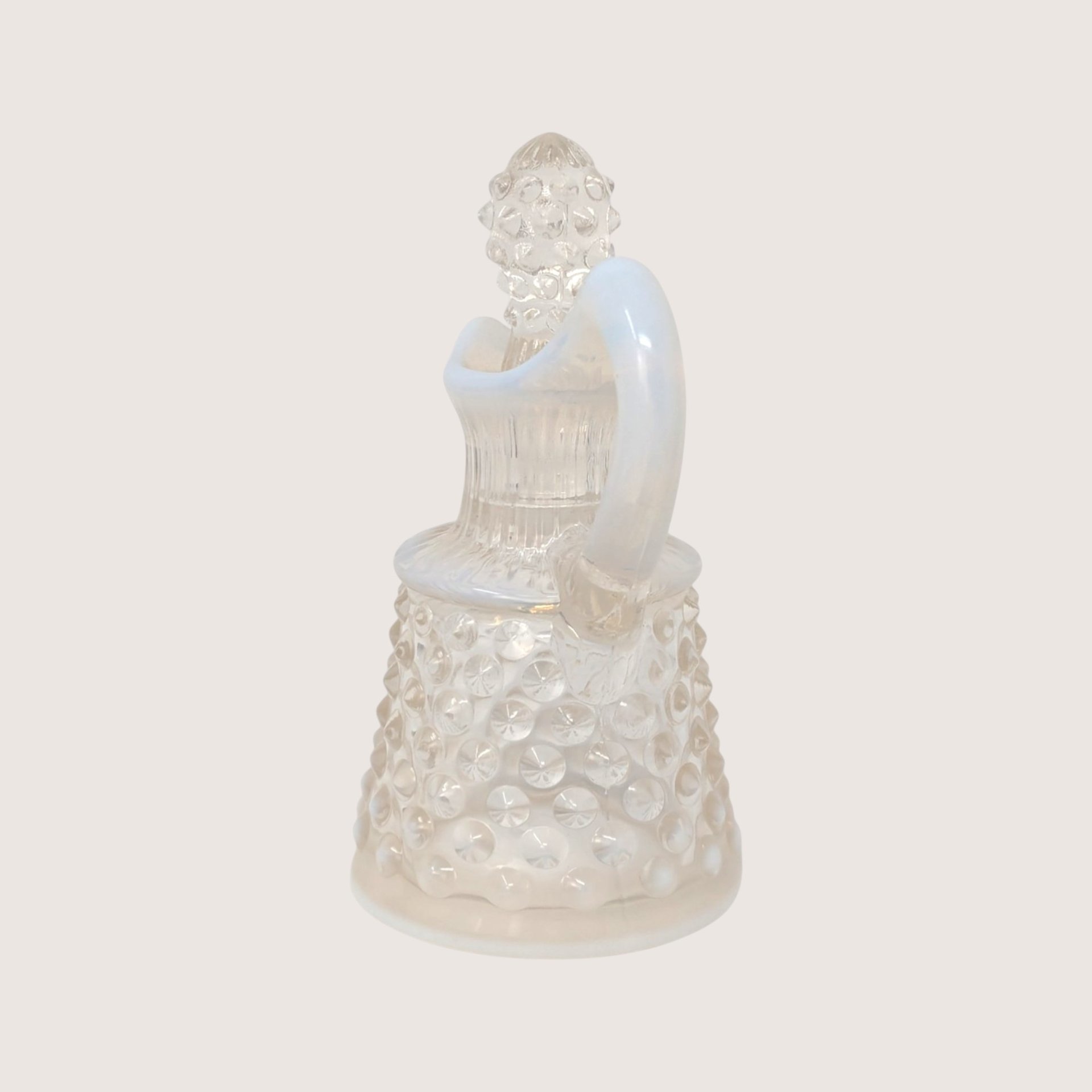 1950s Fenton White Opalescent Hobnail Glass Cruet with Stopper