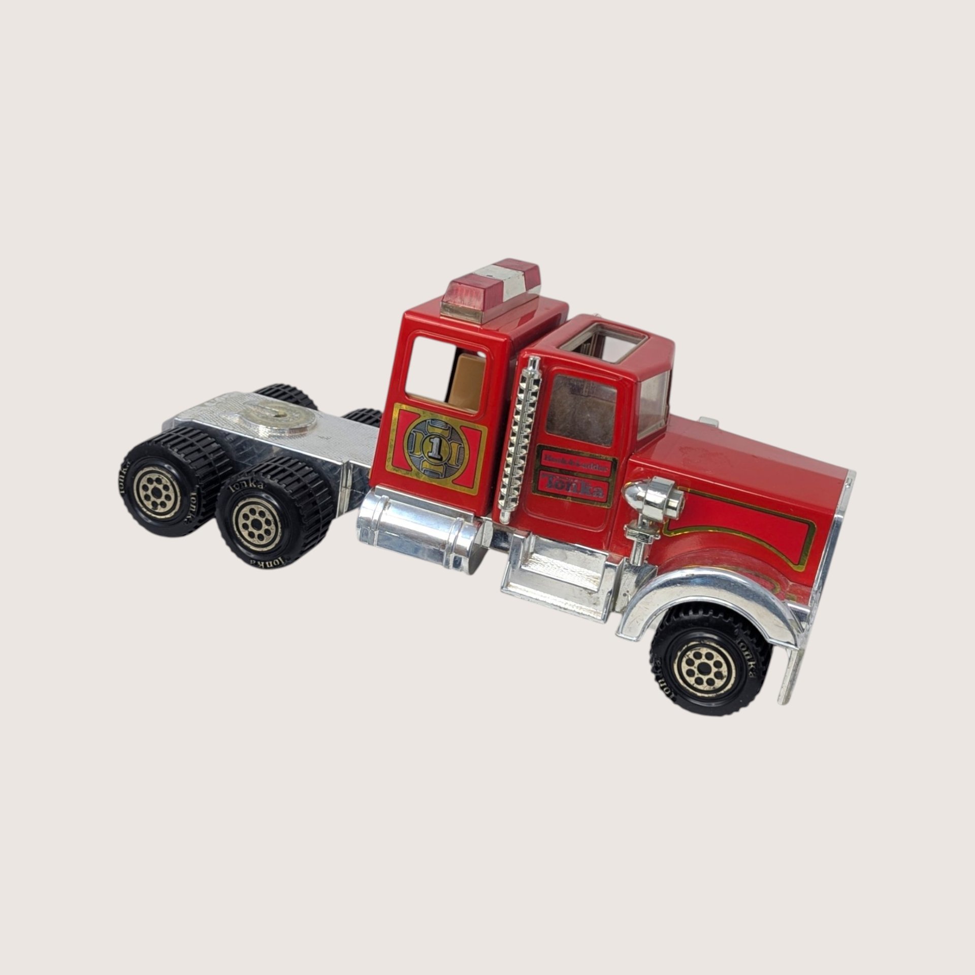 Vintage Tonka Red Hook And Ladder Firetruck Set Semi Fire Engine