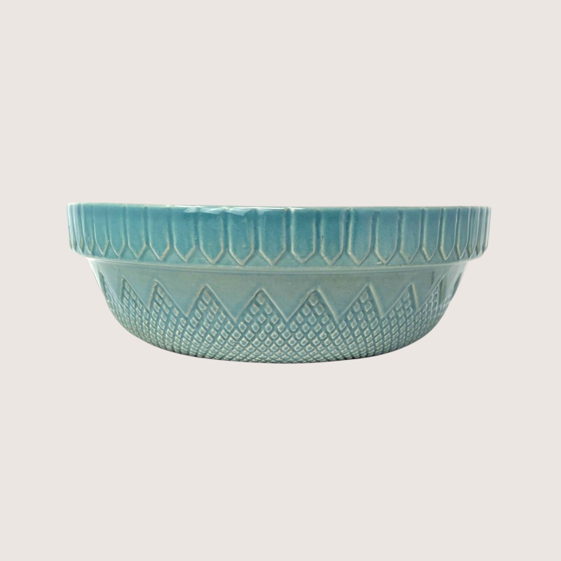 1990s Coche Portugal Stoneware Bowl Teal Blue Serving Dish