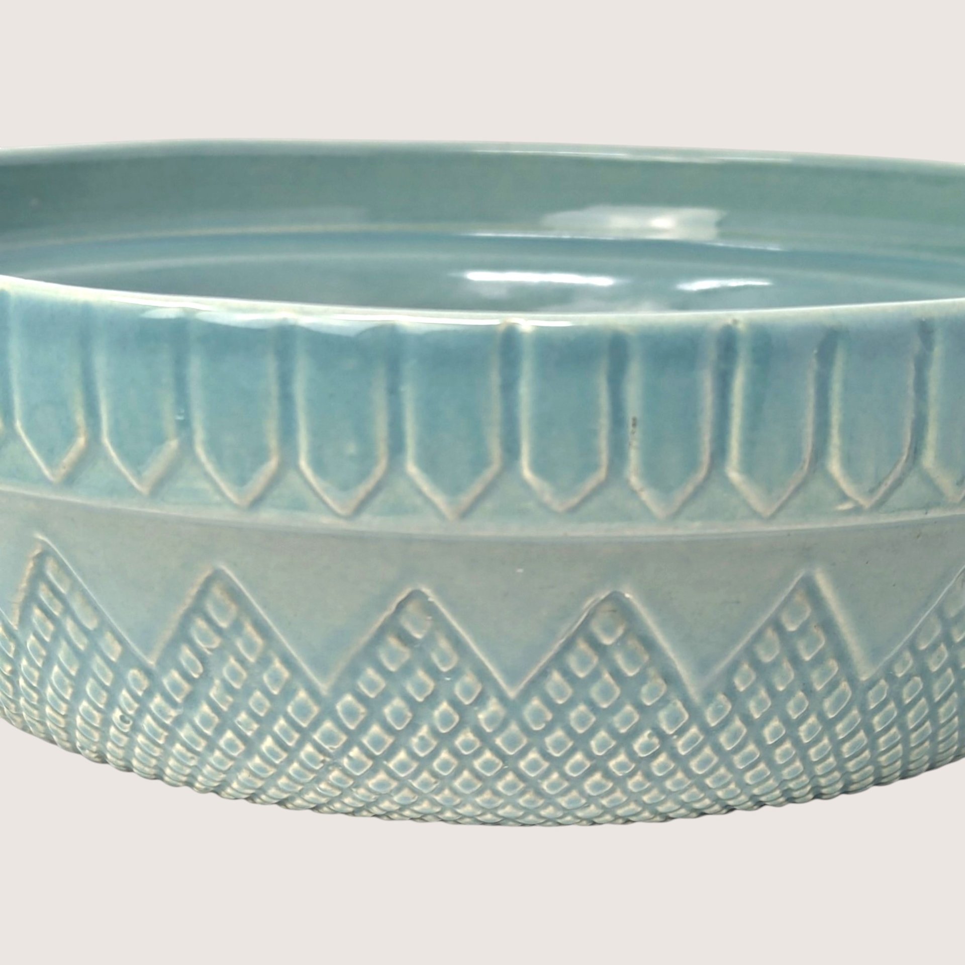 1990s Coche Portugal Stoneware Bowl Teal Blue Serving Dish