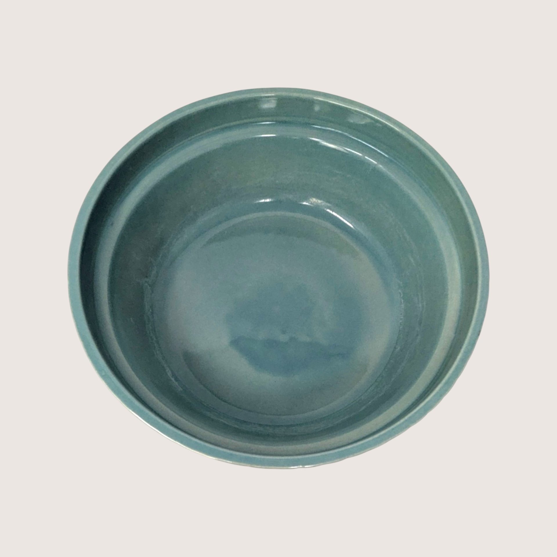 1990s Coche Portugal Stoneware Bowl Teal Blue Serving Dish