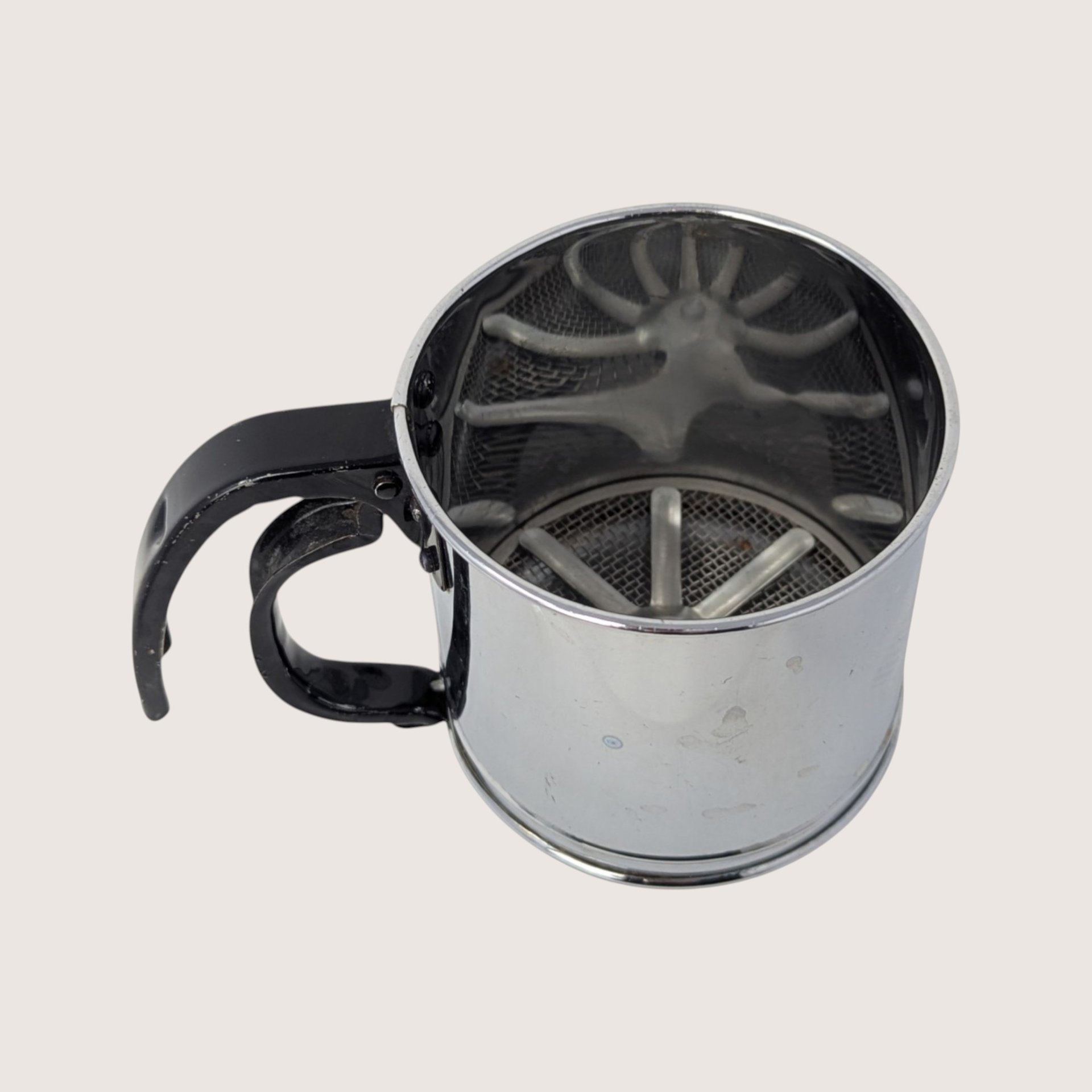 1970s Stainless Steel Flour Sifter Set Kitchen Decor