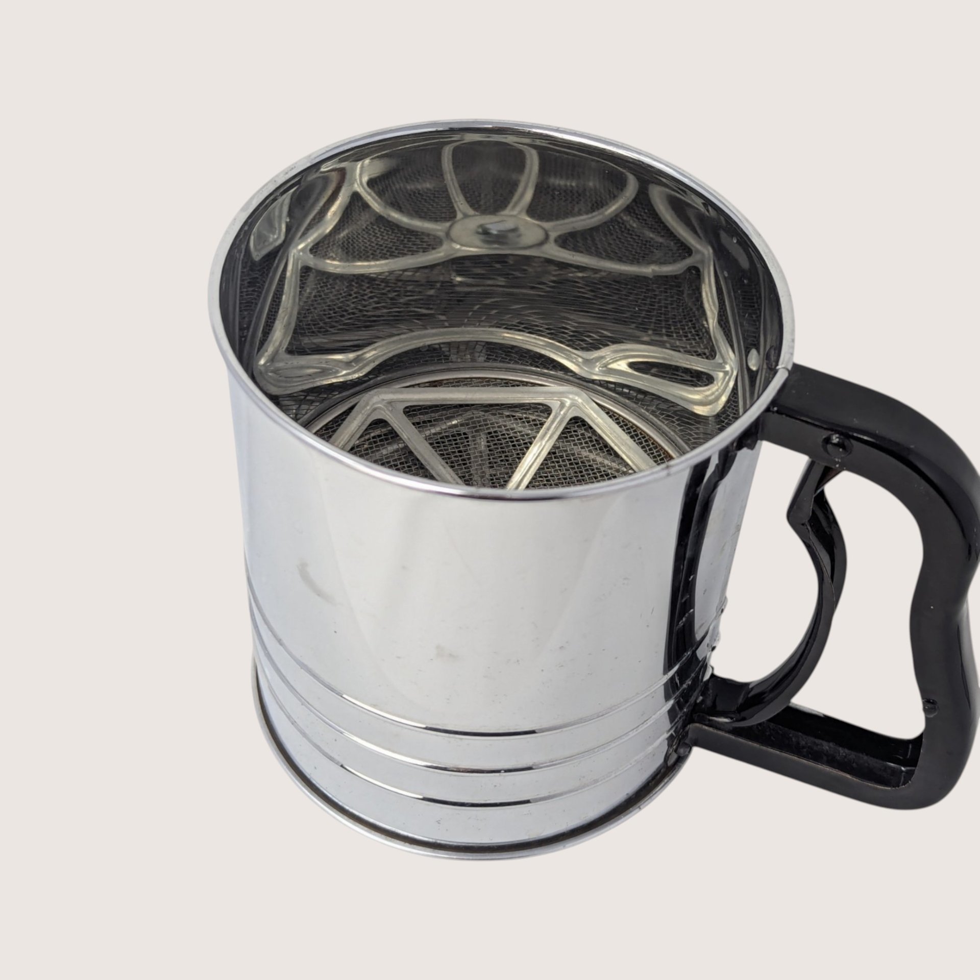 1970s Stainless Steel Flour Sifter Set Kitchen Decor
